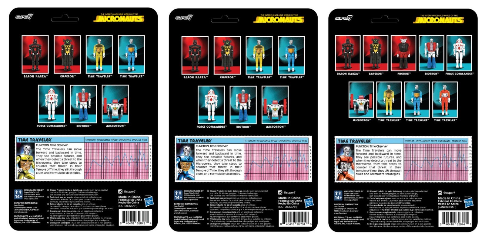 2026 Micronauts ReAction Figures Super7 – Time Traveler Blue Yellow Set of 2 New