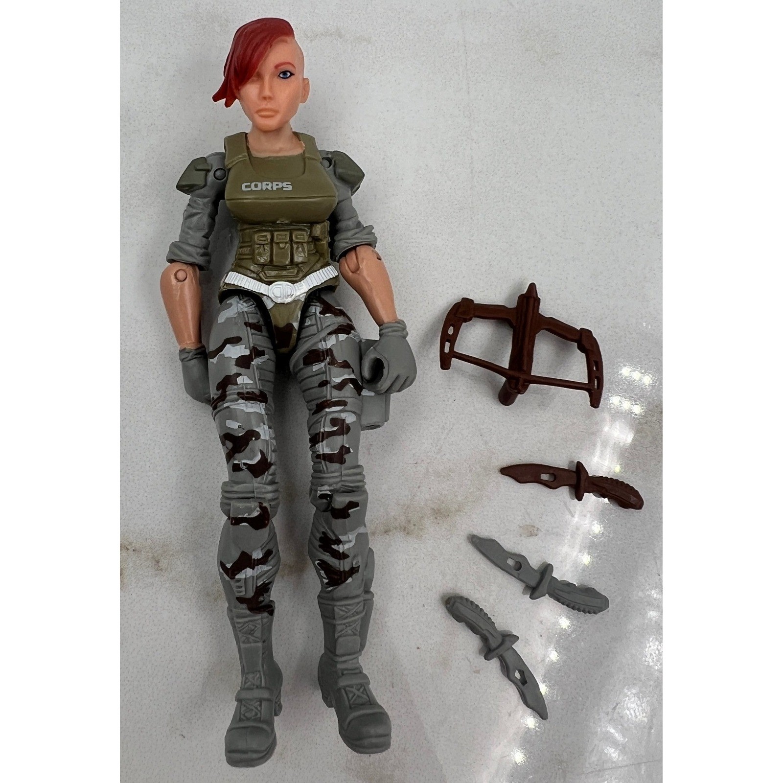 Lanard The Corps Female Action Figure Red Hair Camo with Crossbow Knives 2015