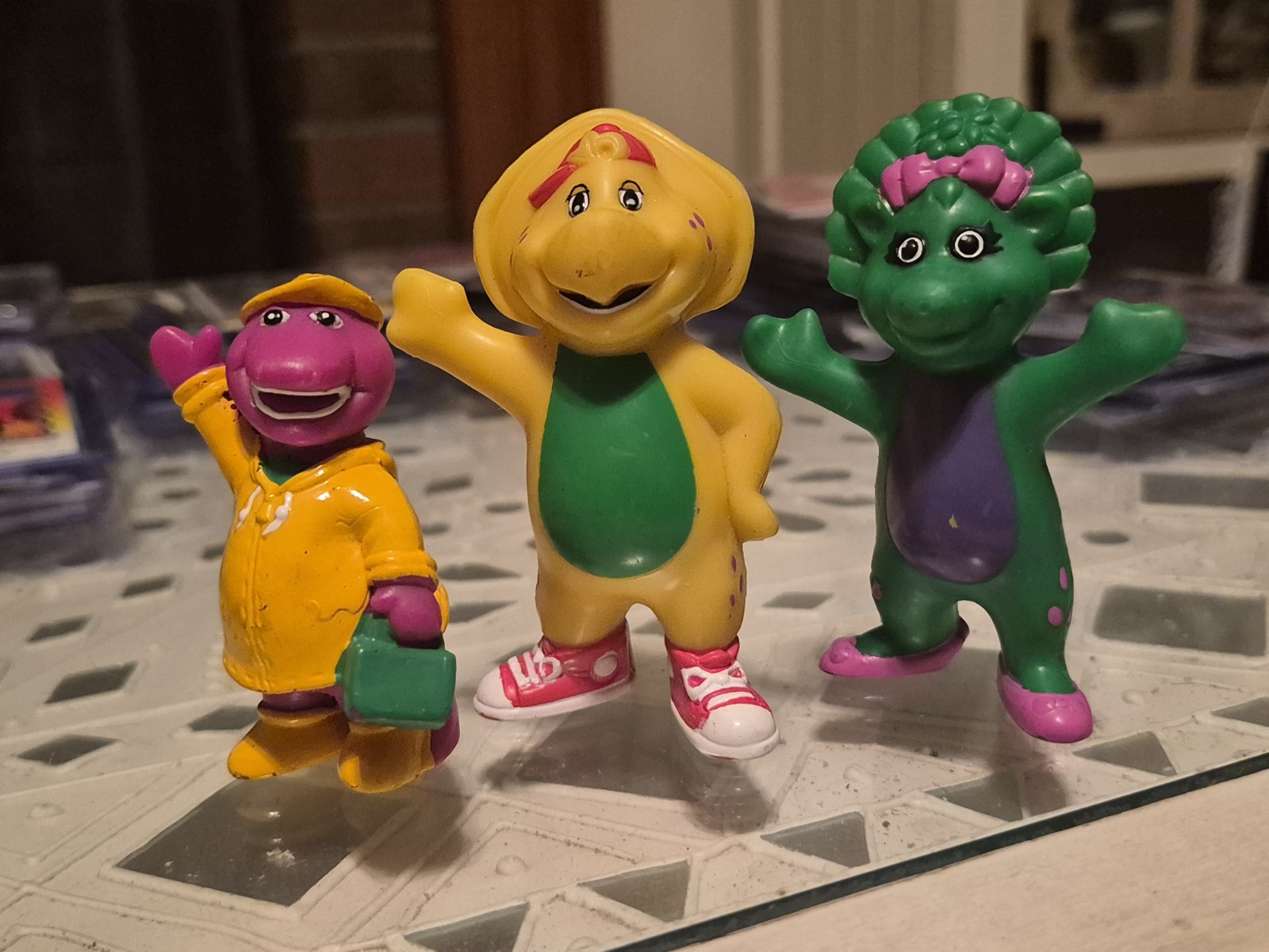Lot Of 3 Barney And Friends 1996 & 1999 PVC Figures Baby Bop/B.J./Barney