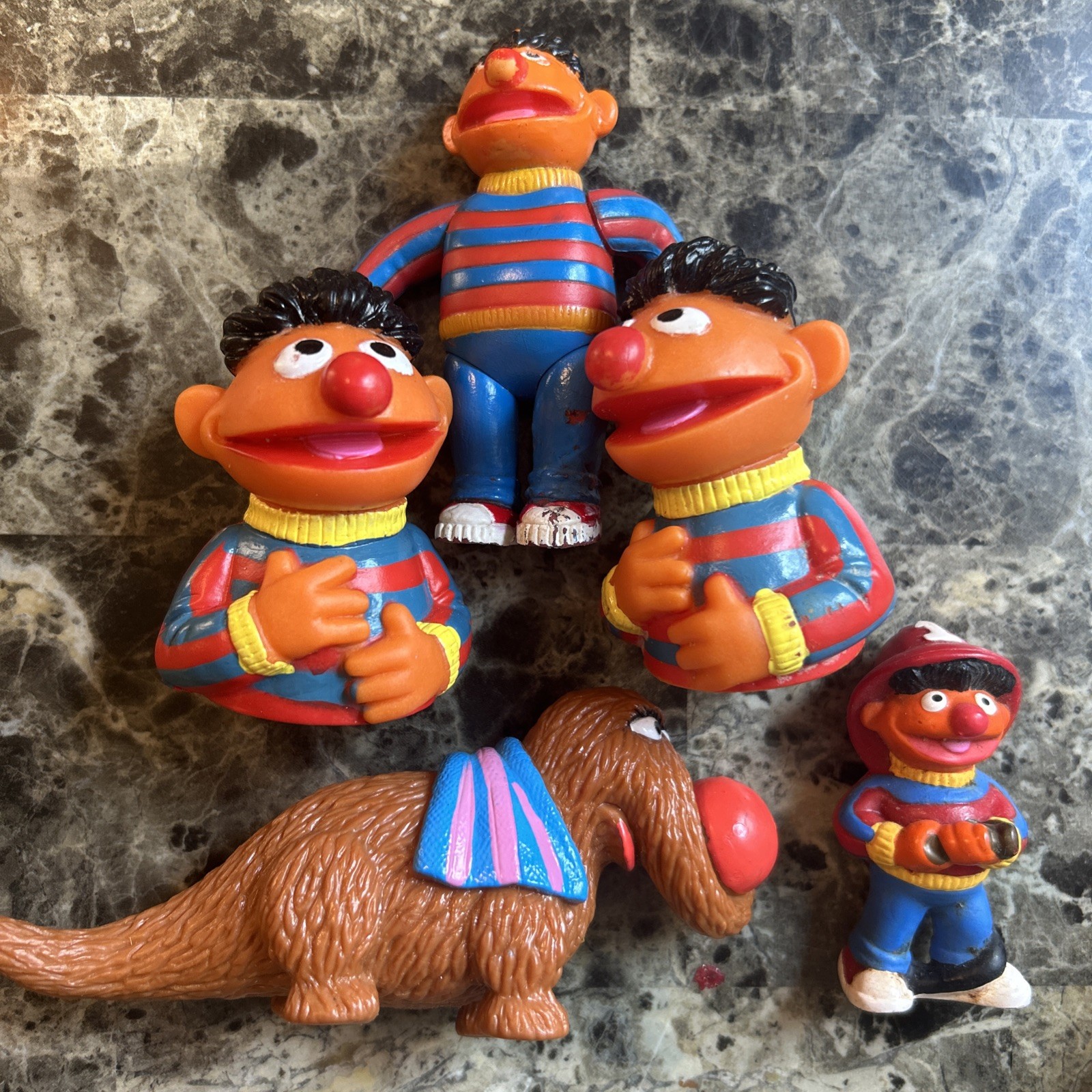 Vintage Sesame Street PVC and Finger puppets Lot 5 Ernie Snuffleupagus 1985 1988
