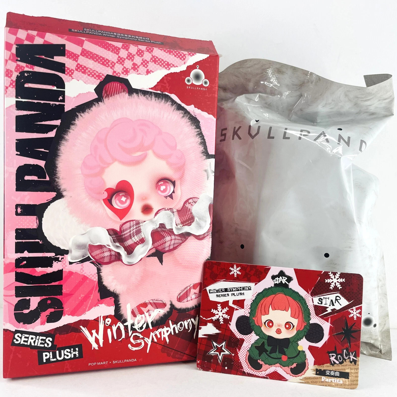 POP MART SKULLPANDA Winter Symphony Plush Dolls Partita Open Box in Sealed Bag