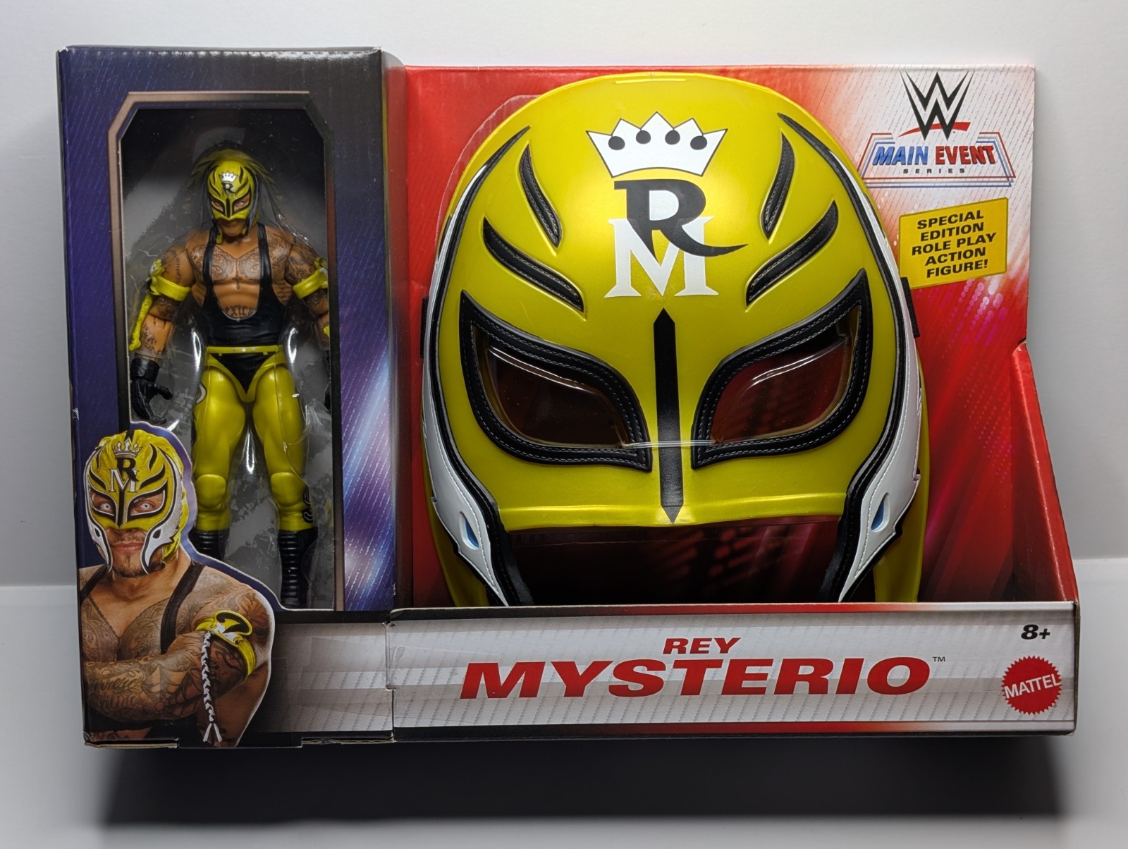 WWE Rey Mysterio Mask & Action Figure Set Mattel Main Event Role Play Toy New