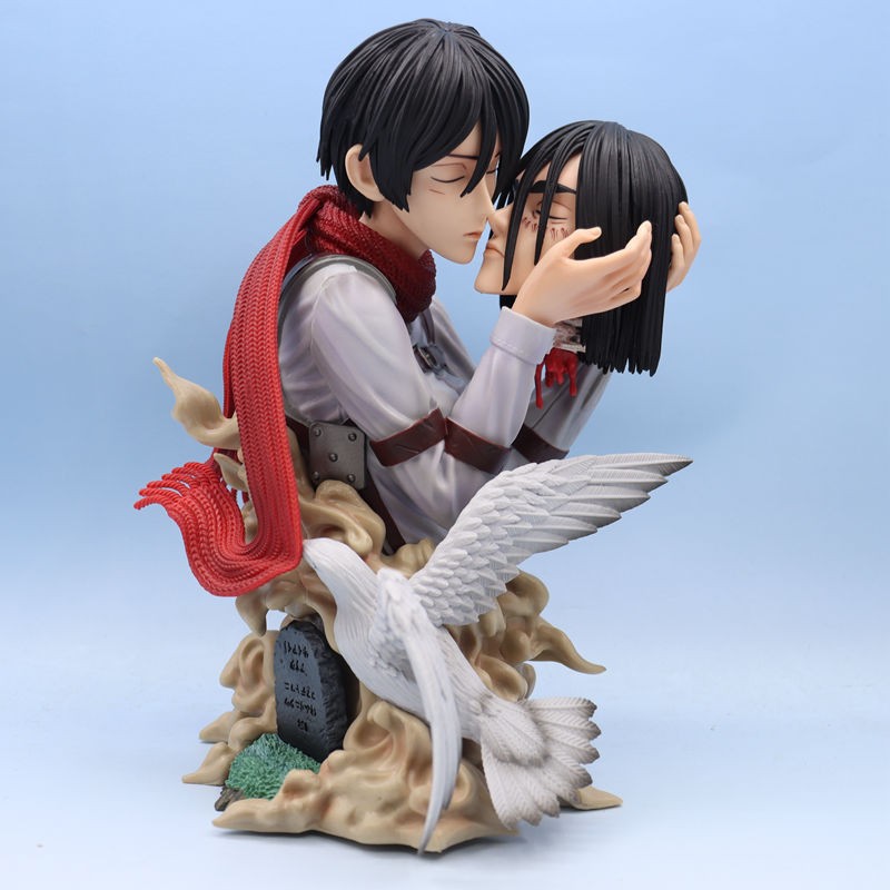 Attack On Titan Kiss Of Death Mikasa Eren Figure Model Ornament Statue 22cm Gift