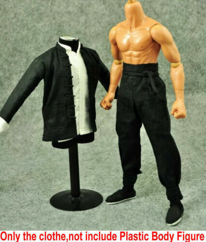 1/6 Kung Fu Shirt Chinese Traditional Man Suit Clothes Black F 12 » Figure Toy