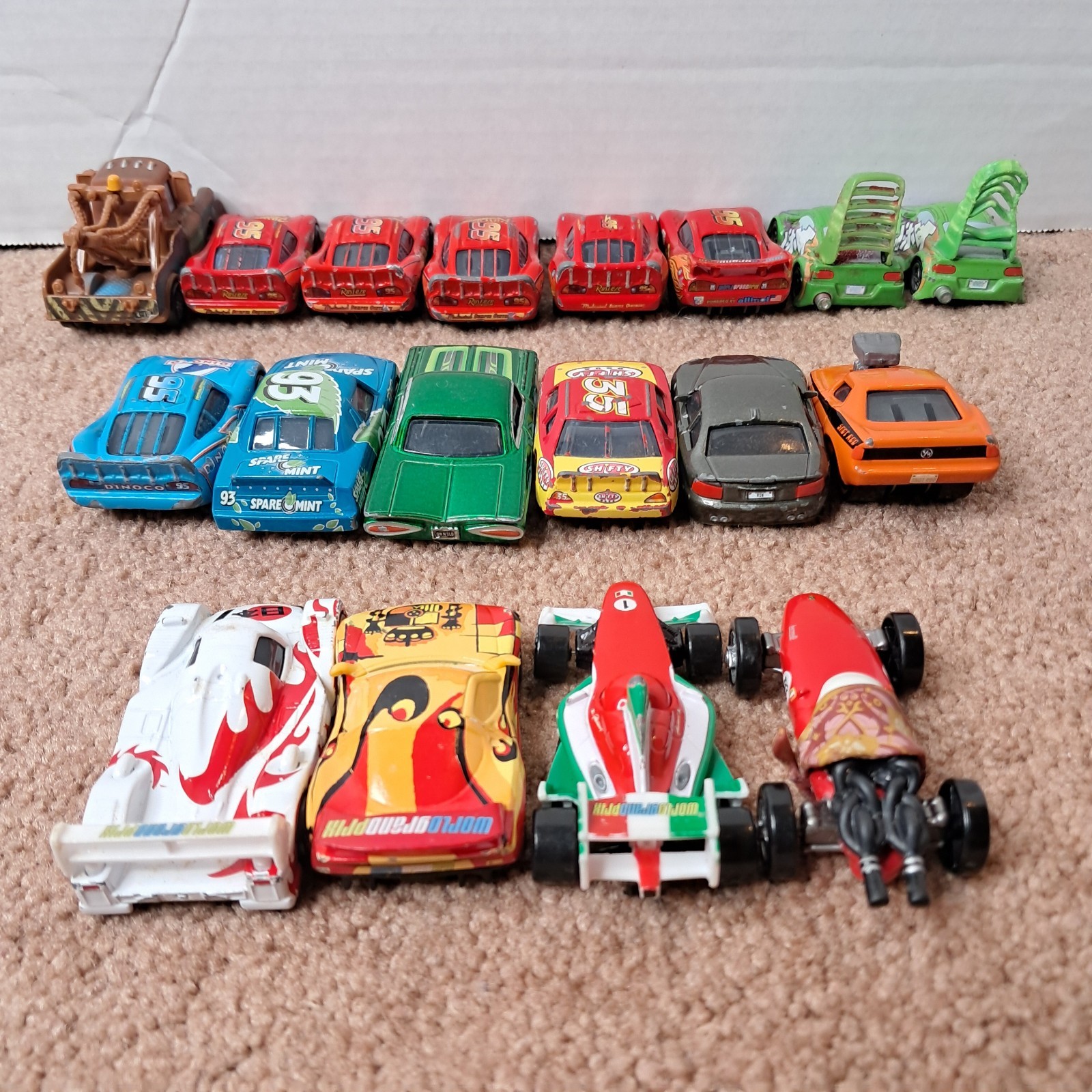 Lot Of 18 Disney&rsquo;s Pixar Cars Die-Cast Racing Toys Mattel Mini Figures