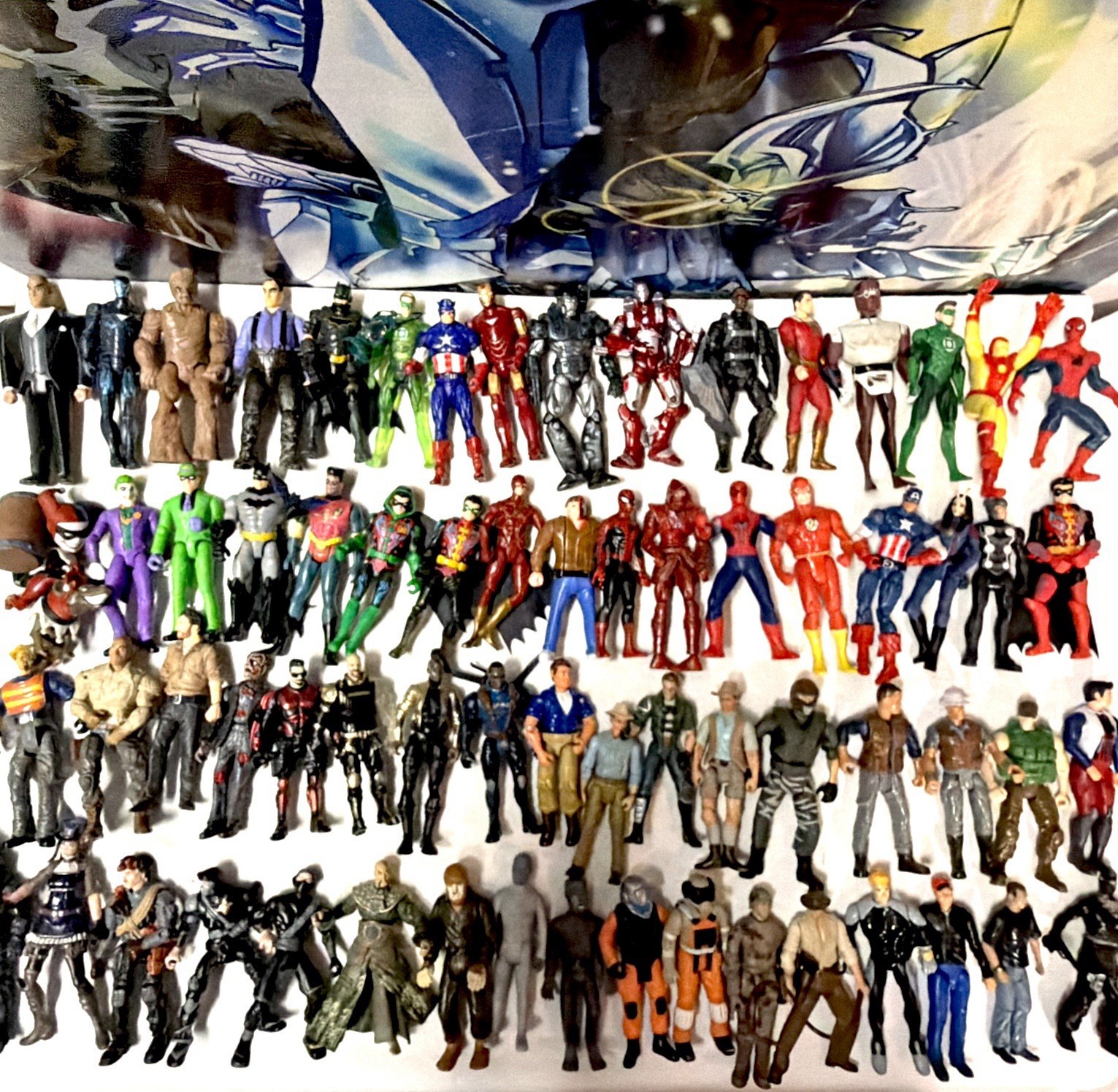 HUGE 4&Prime; Action Figure Lot Of 68 No Duplicates Vtg 85&prime; Marvel DC Battlestar READ