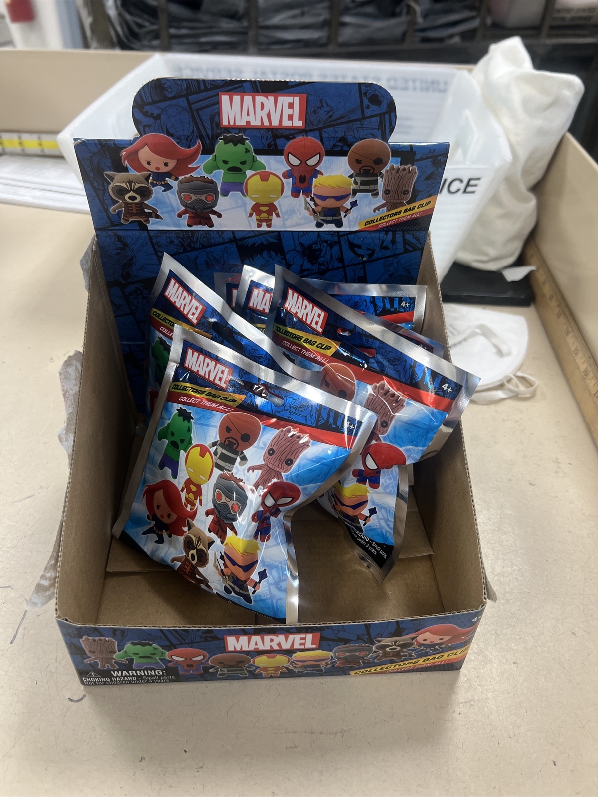 5 Packs of Marvel Collectors 3D Bag Clip Mystery Figure Bags Unopened With Box