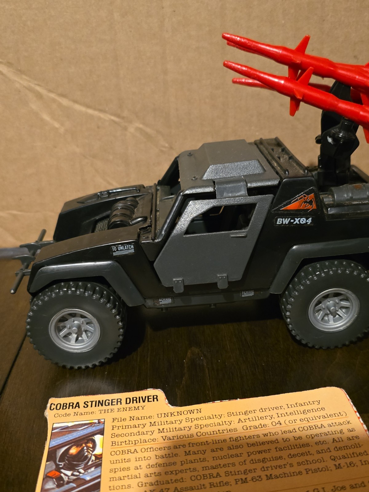 1984 Stinger 4WD & Stinger Driver 95% Complete G.I. Joe Vintage W/ File Card