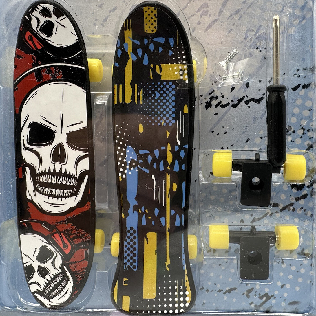 Skate Finger Board 2 Pack With Extra Wheels And Axles With Parts List New