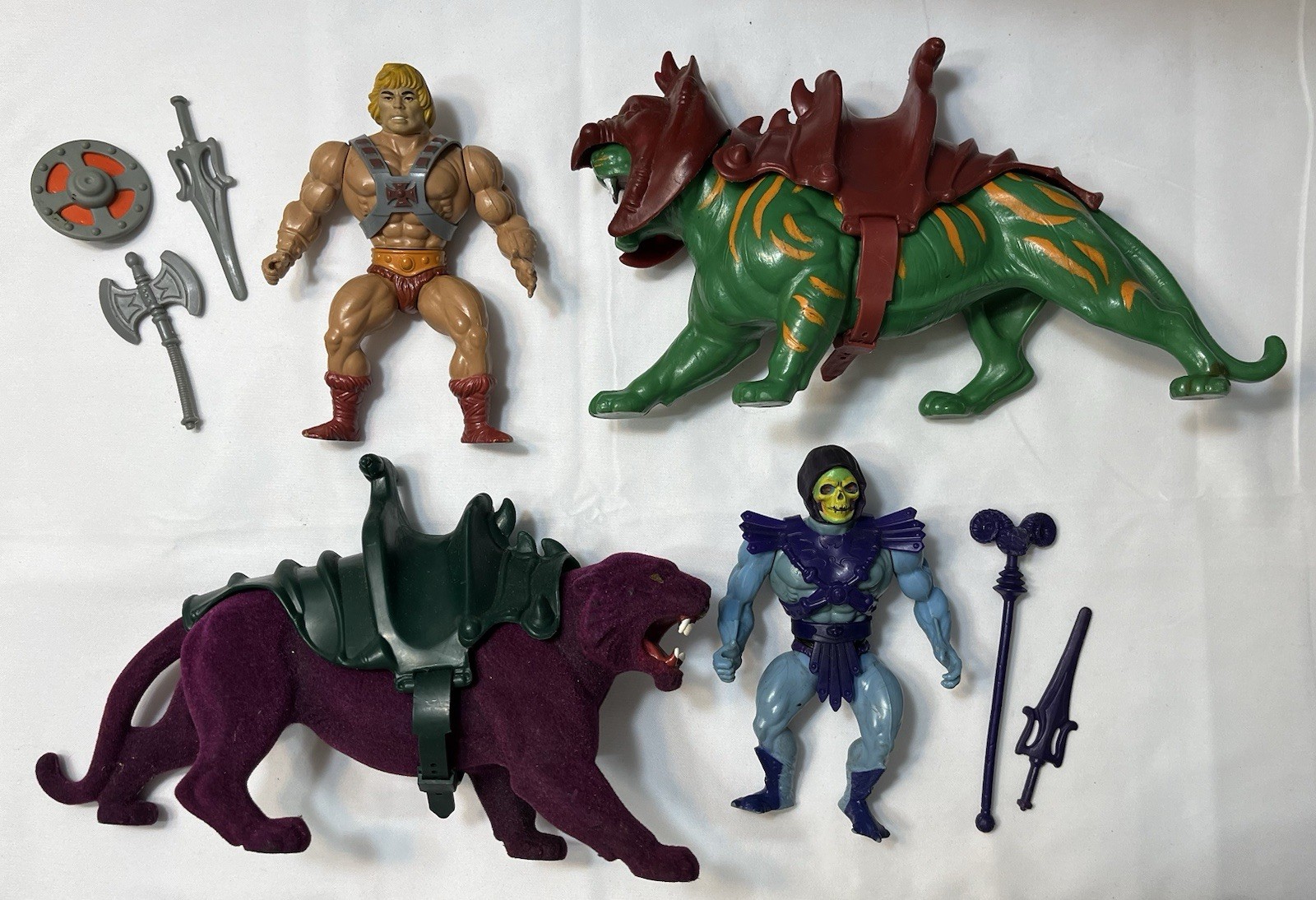 Vintage Complete He Man BattleCat Skeletor Panthor Taiwan MOTU lot 1982 Softhead
