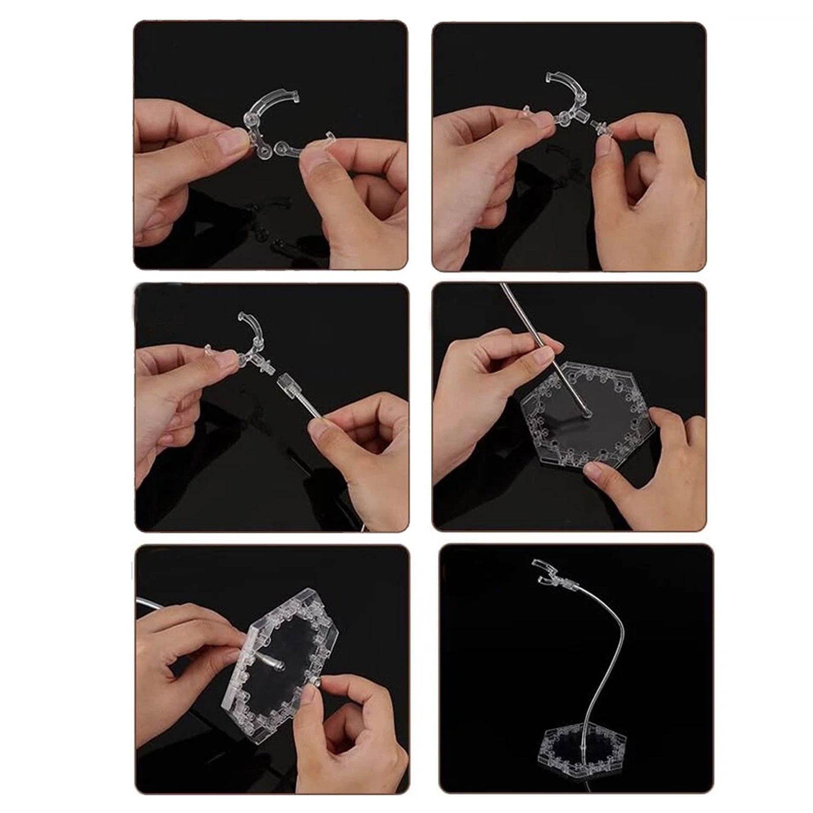 4 Pack Clear Action Figure Stand Action Display Holder Metal Support Arm