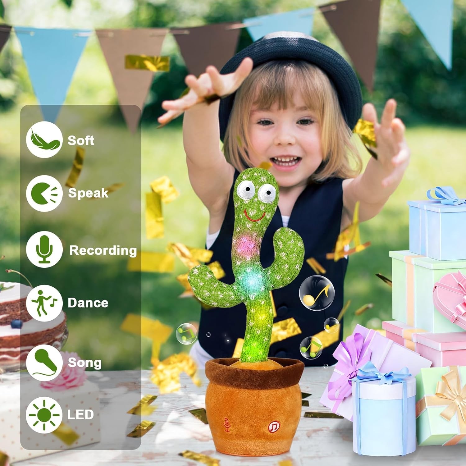 Interactive Dancing Cactus Toy for Toddlers Babies Kids Learning Gift