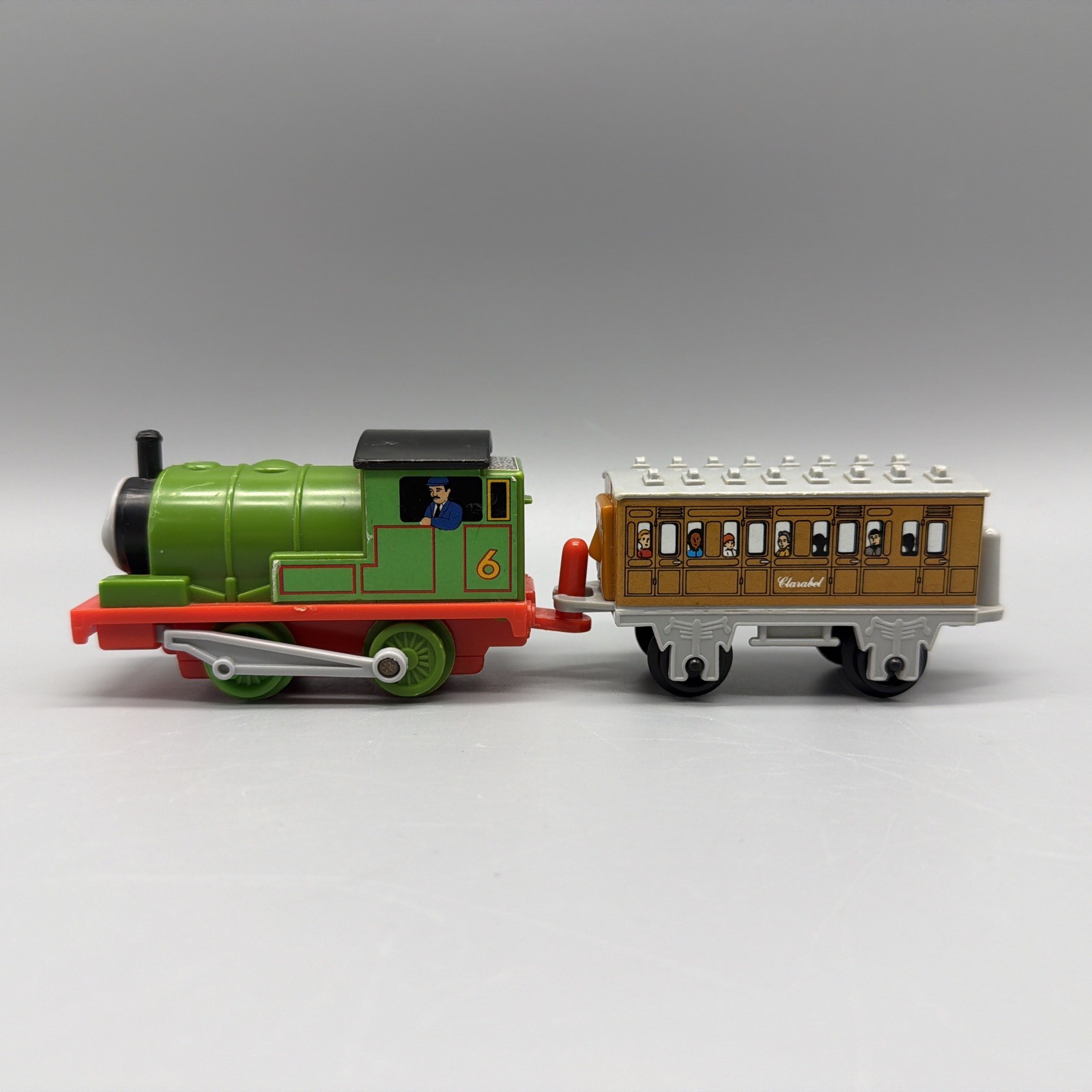 Britt Allcroft Thomas Train PERCY 4&Prime; Engine & Clarabel Car Plastic Vintage 1992