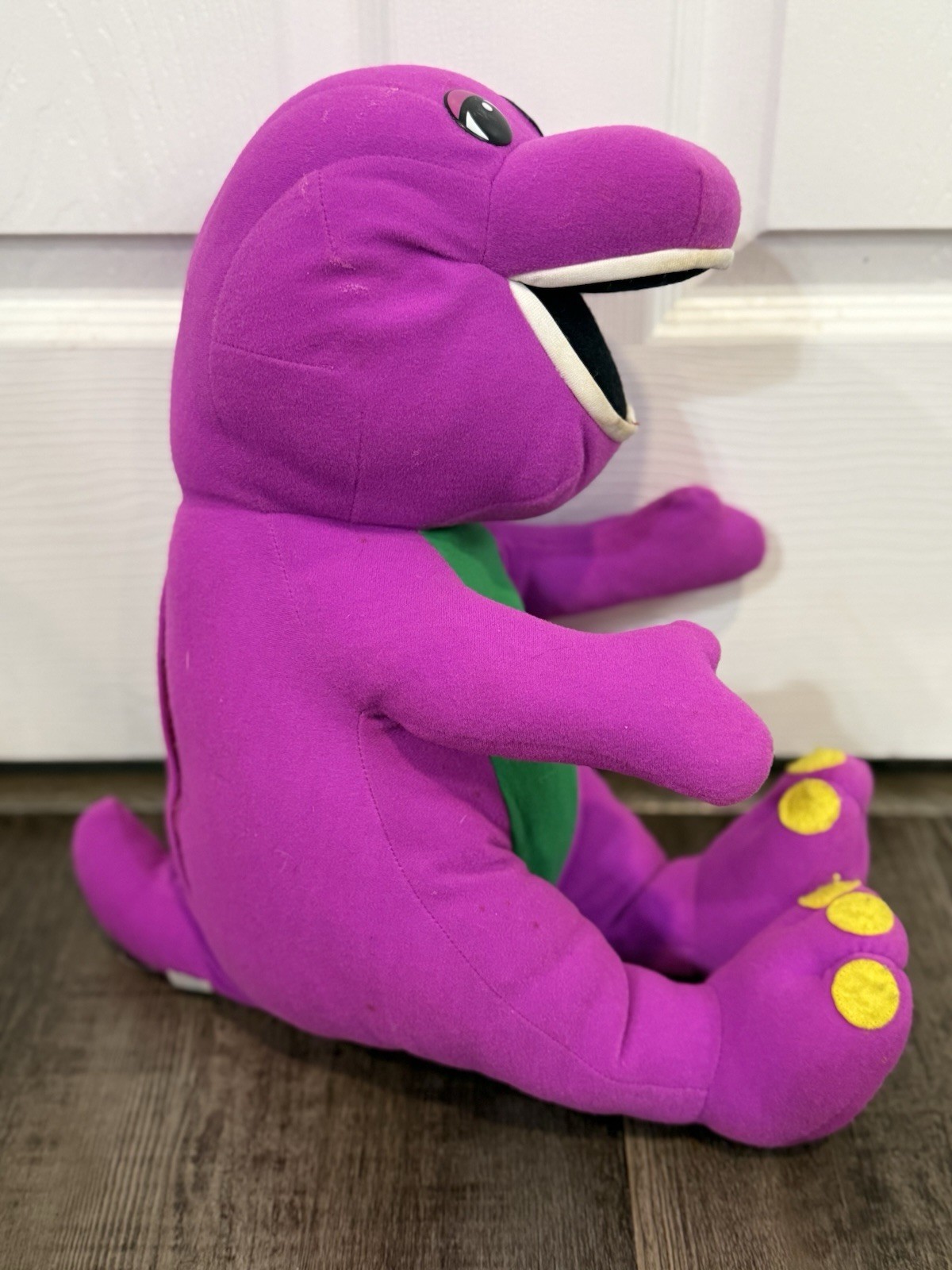 Vintage Playskool TALKING BARNEY 15” Plush Purple Stuffed Animal Works Great!
