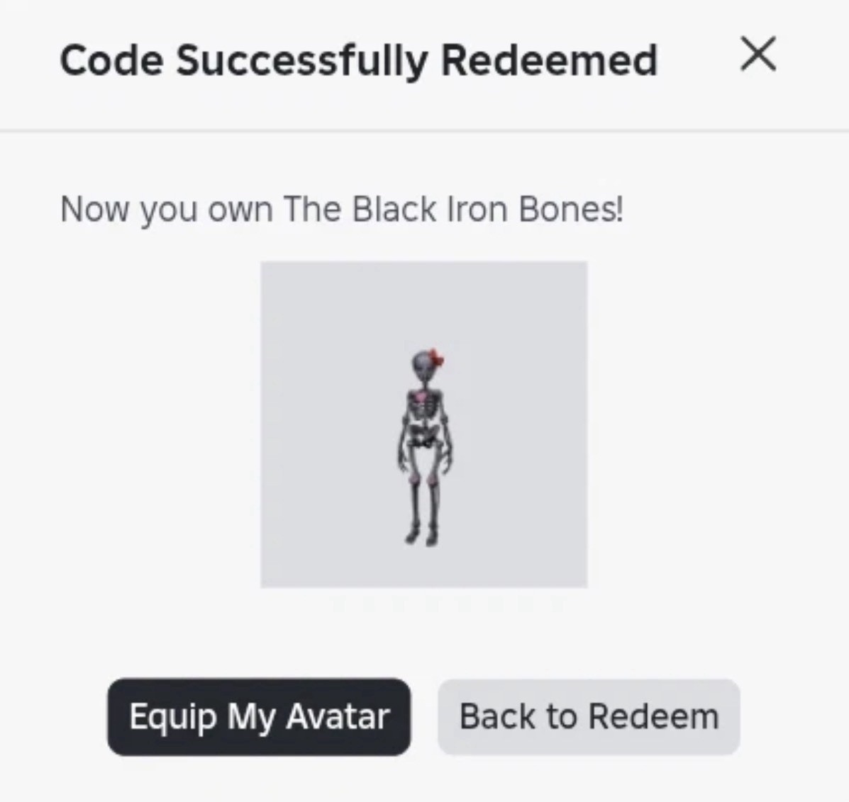 Robl0x Black Iron Bones Bundle Spooky Skeleton Halloween Series 4 RARE Toy Code