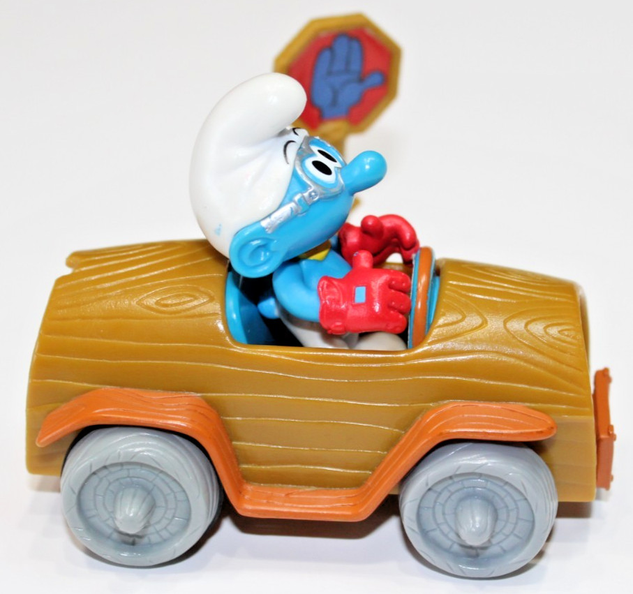 Smurfs Poseable Figure & Car Pull Back Vehicle Smurf Convertible with Stop Sign