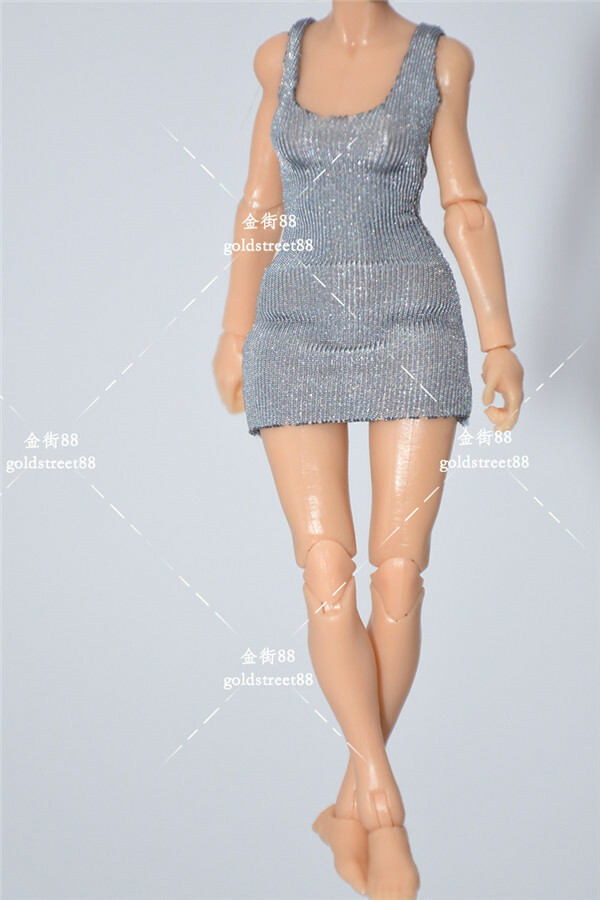 1:18 Gray Dress Skirt Clothes Outfit For 3.75inch Female Action Figure Body Toys