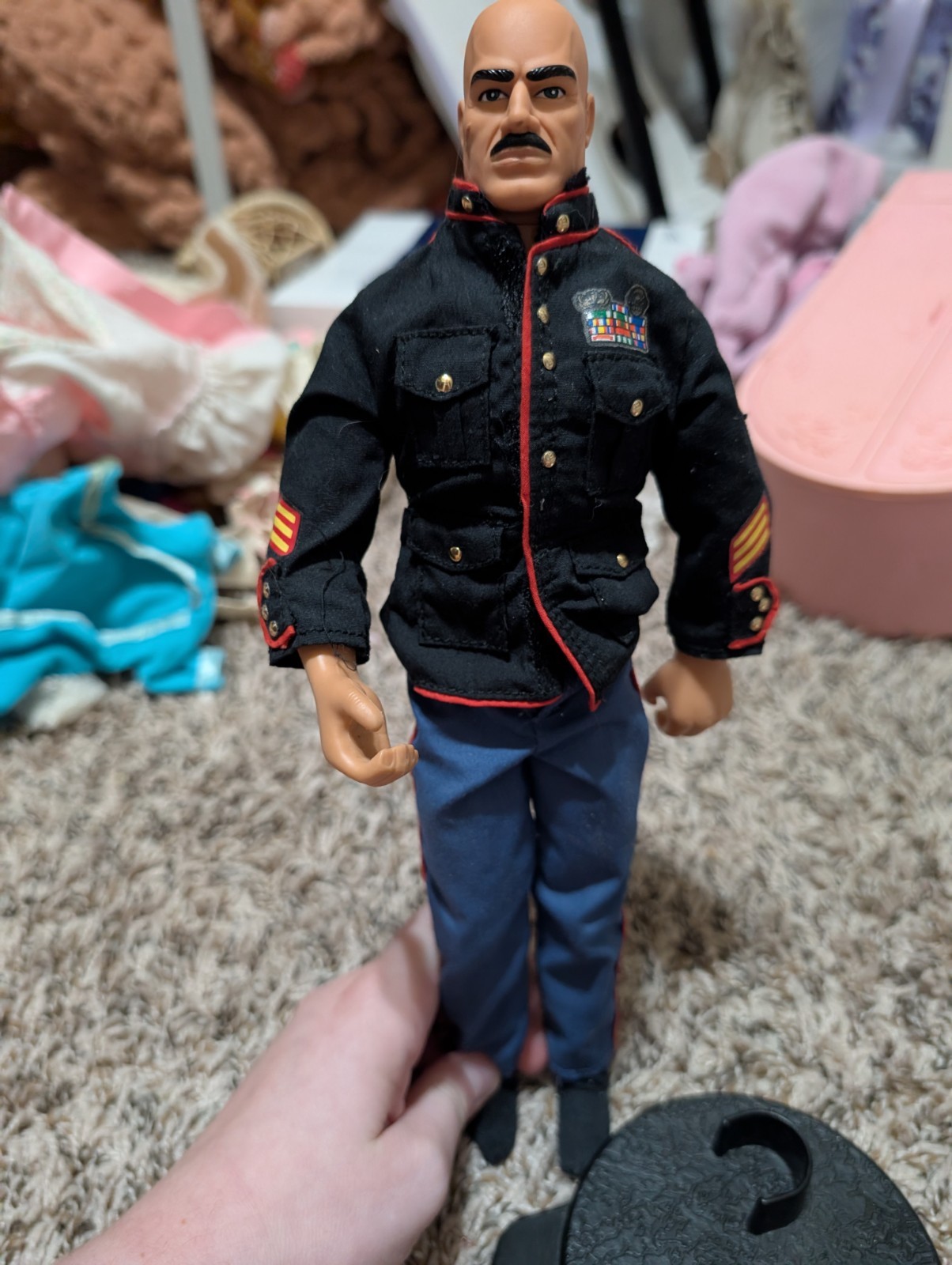 G.I. Joe Military Action Figure Marine Tattoo Clothing Stand Plastic Fabric