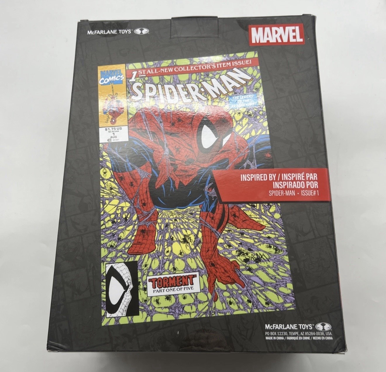 McFarlane Toys Marvel Spider-Man Action Figure Red/Black w/ Comic Book Age 14+