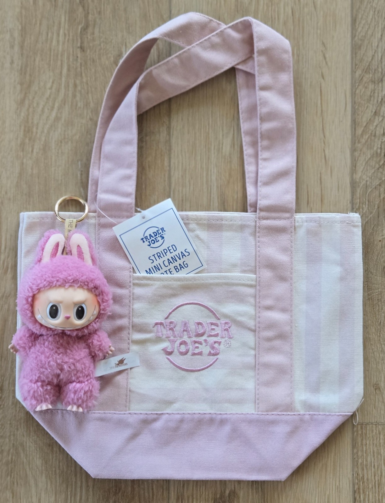POPMART Labubu Lychee Berry + Trader Joe’s Striped Mini Tote Loose Figure No Box