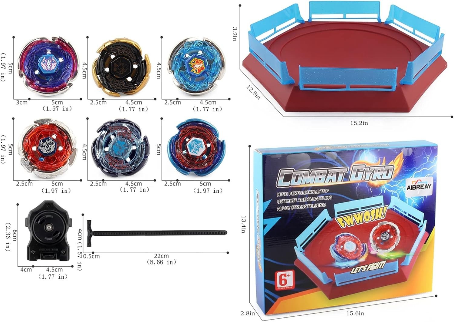 Interactive Battling Top Stadium with 6 Metal Tops & 2 Launchers – Gift for Boys