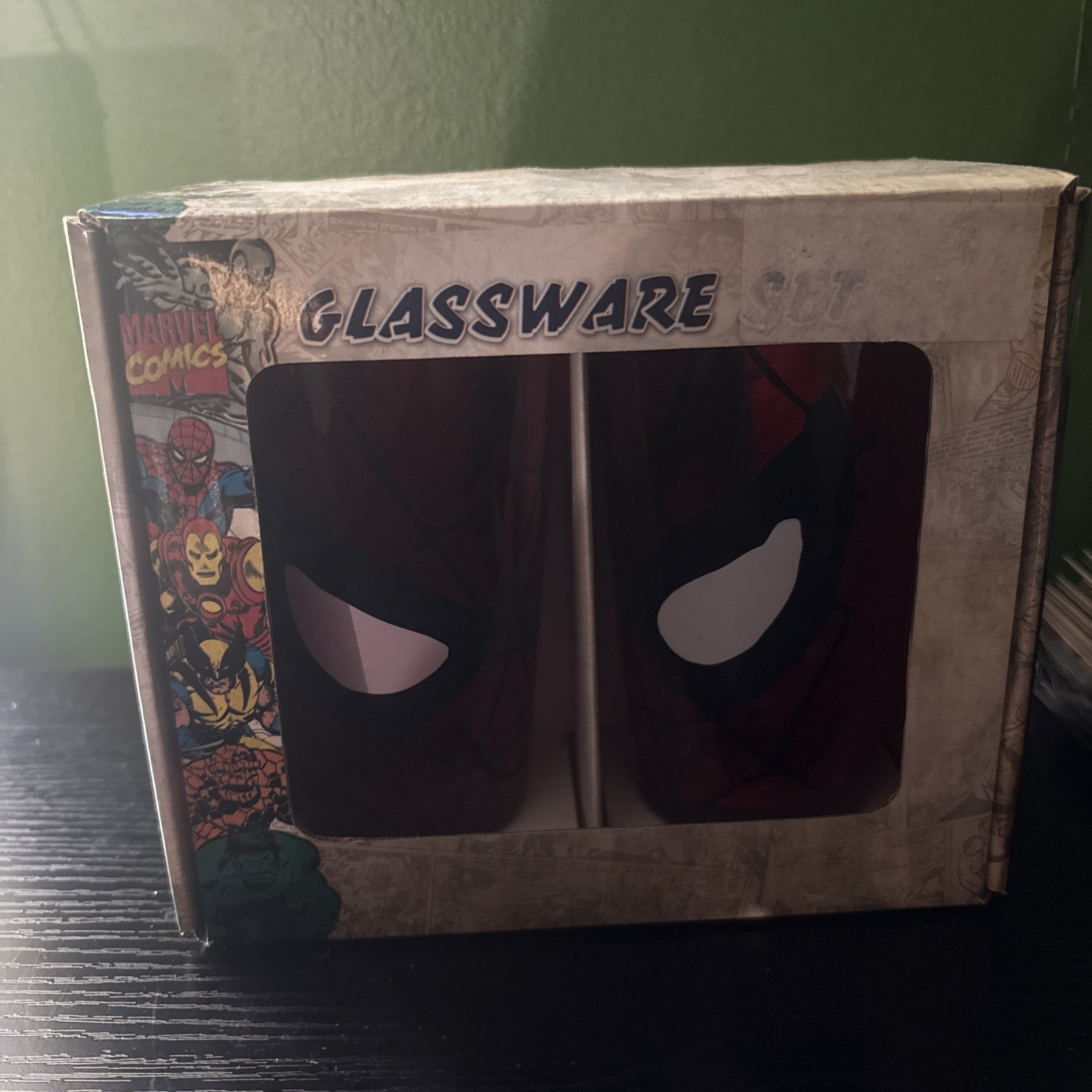 MARVEL COMICS AMAZING SPIDER-MAN GLASSWARE SET OF 2 16OZ SILVER BUFFALO 2009