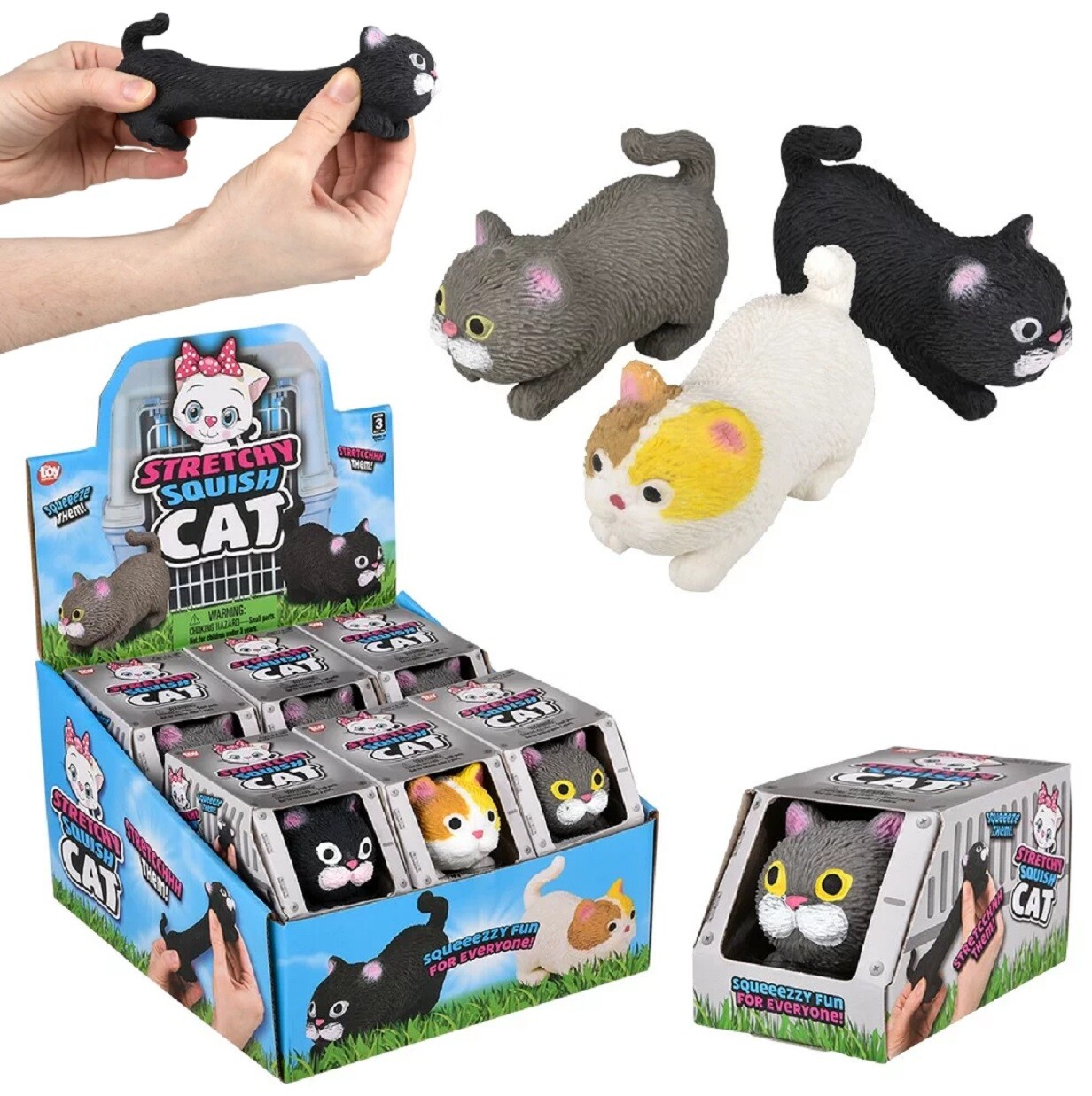 Squishy Stretchy Cat (3.5&Prime; to 6.5&Prime;) Rubber Fidget Sensory Toy Filled with Sand.