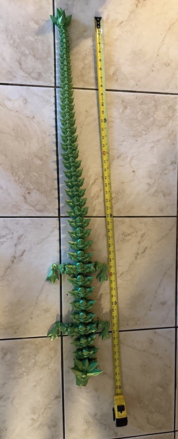 3D Printed Articulating Crystal Dragon Large 4 Feet Long!
