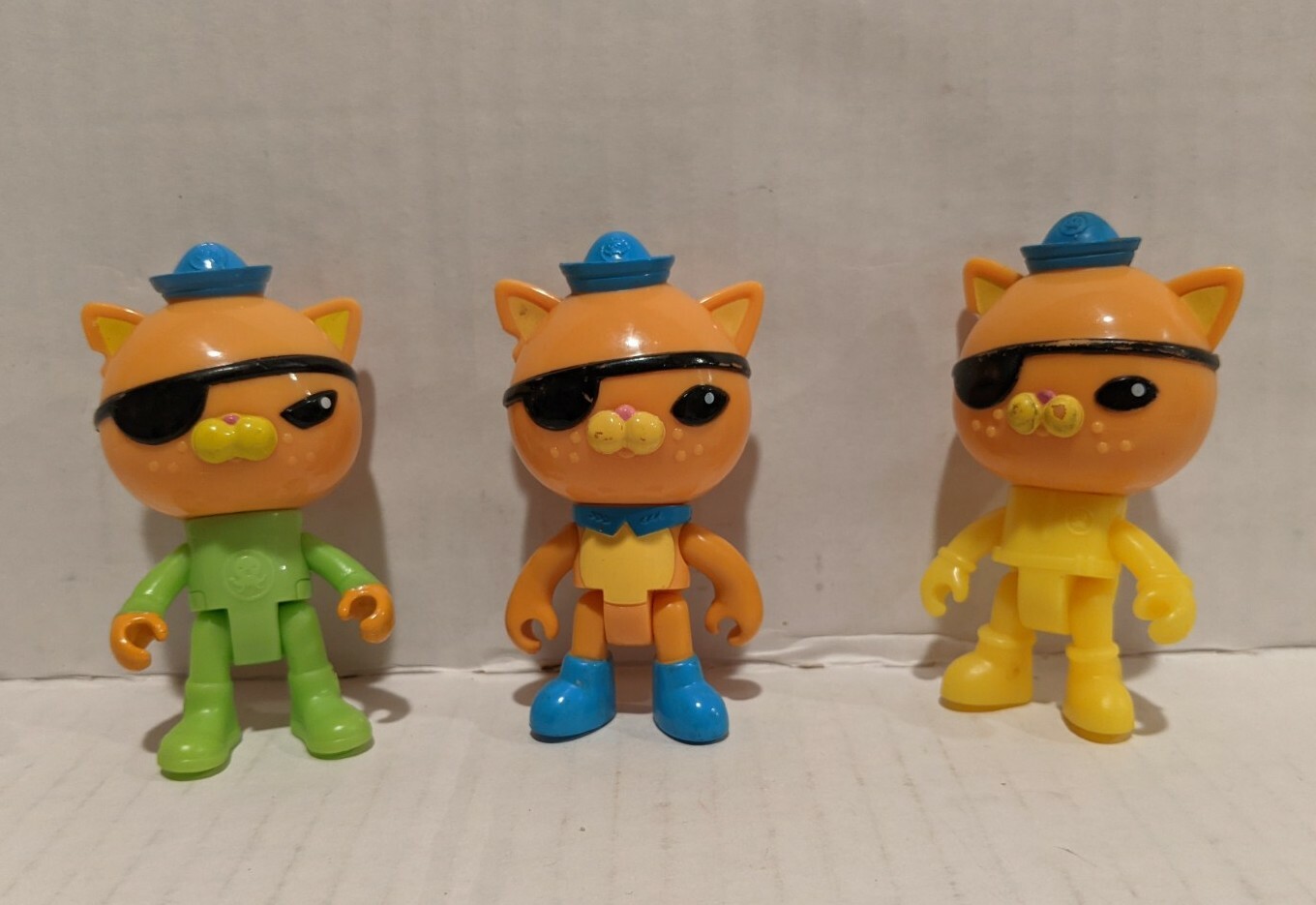 Lot of 3 2010 Mattel Octonauts Kwazii Action 3&Prime; Green Blue Yellow Figures