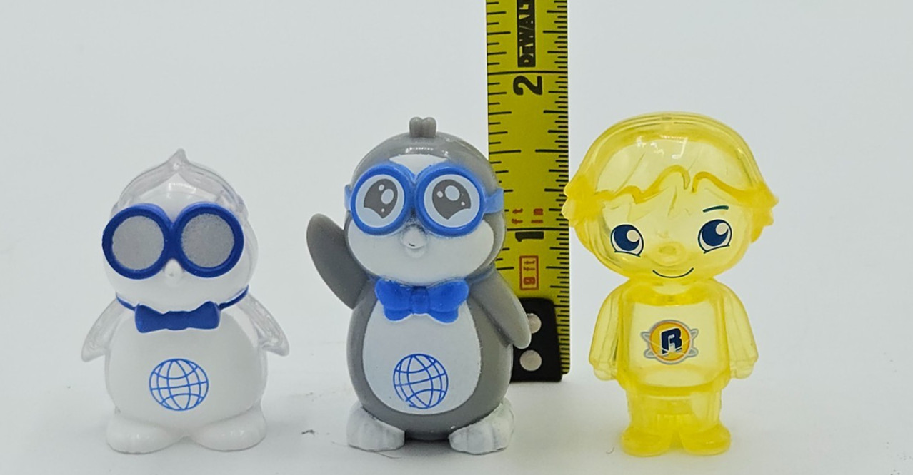 Ryan’s World Transparent Clear Figures Yellow Blue Ryan & Penguin 1.75&Prime; Lot of 3