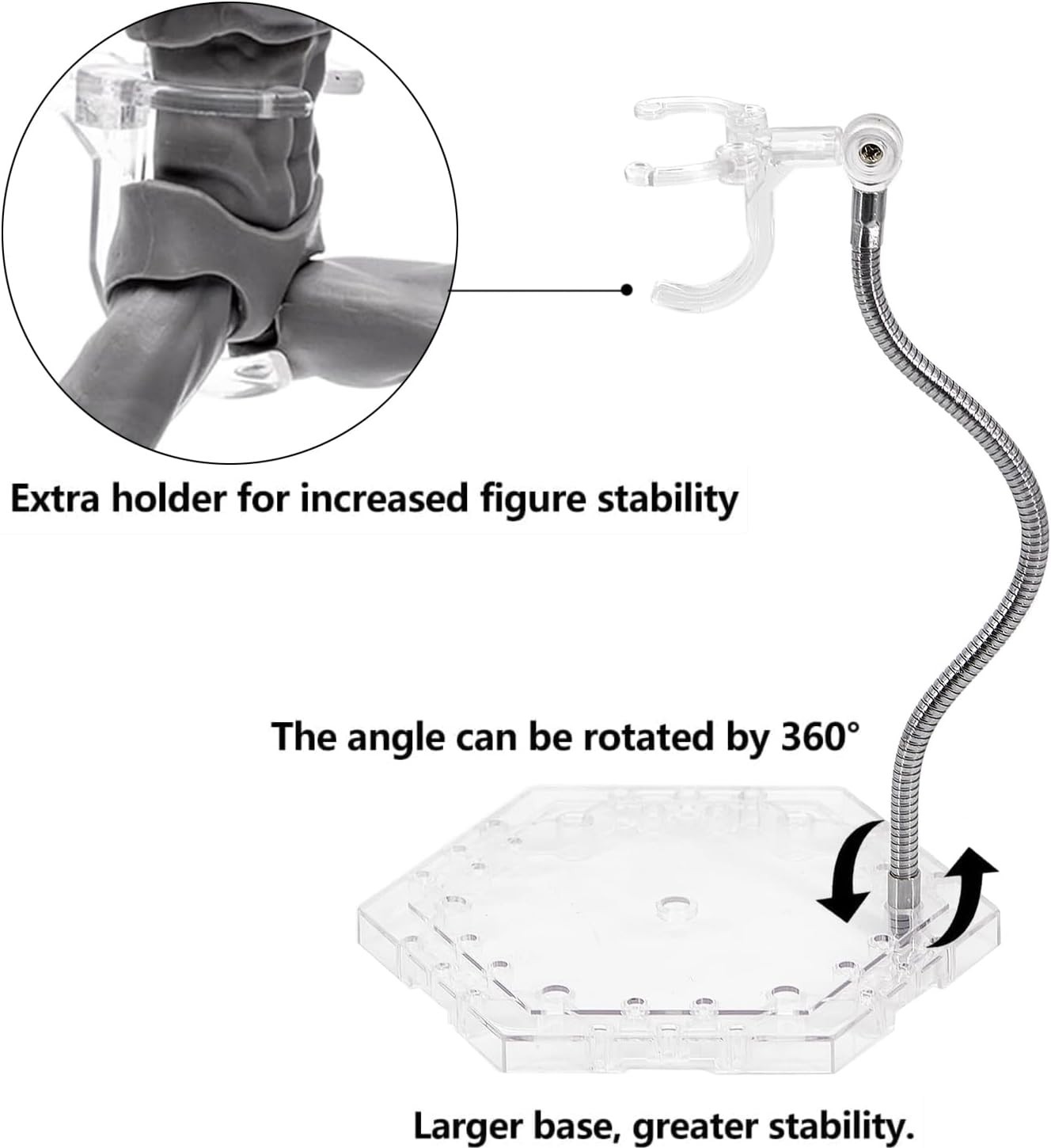 Lightweight 3-Pack Action Figure Holder with Flexible Arm for Easy Display Setup