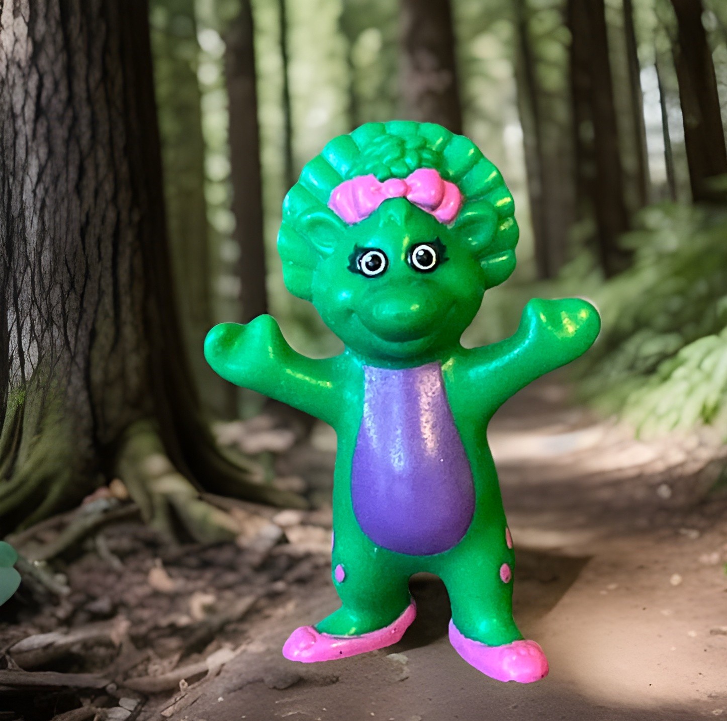 Vintage Barney Figure BABY BOP Dinosaur 3&Prime; PVC Figure Toy The Lyons Group 1996