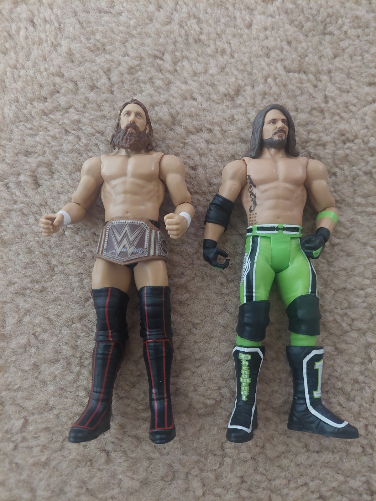 Daniel Bryan & AJ Styles WWE Action Figures (Paper Championship Included, RARE)