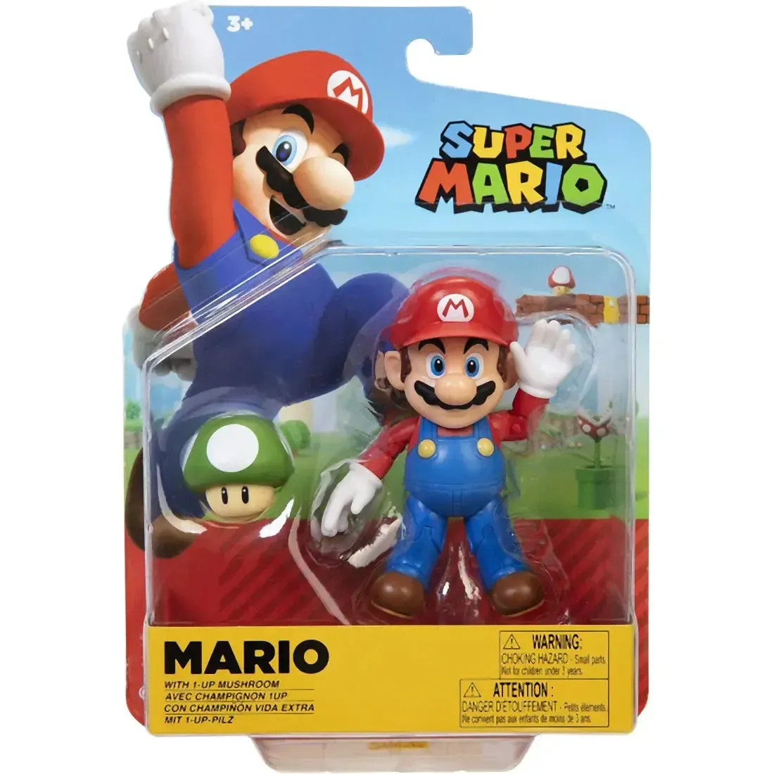 Super Mario – Mario with 1-UP Mushroom Action Figure (4&Prime;) – Jakks Pacific