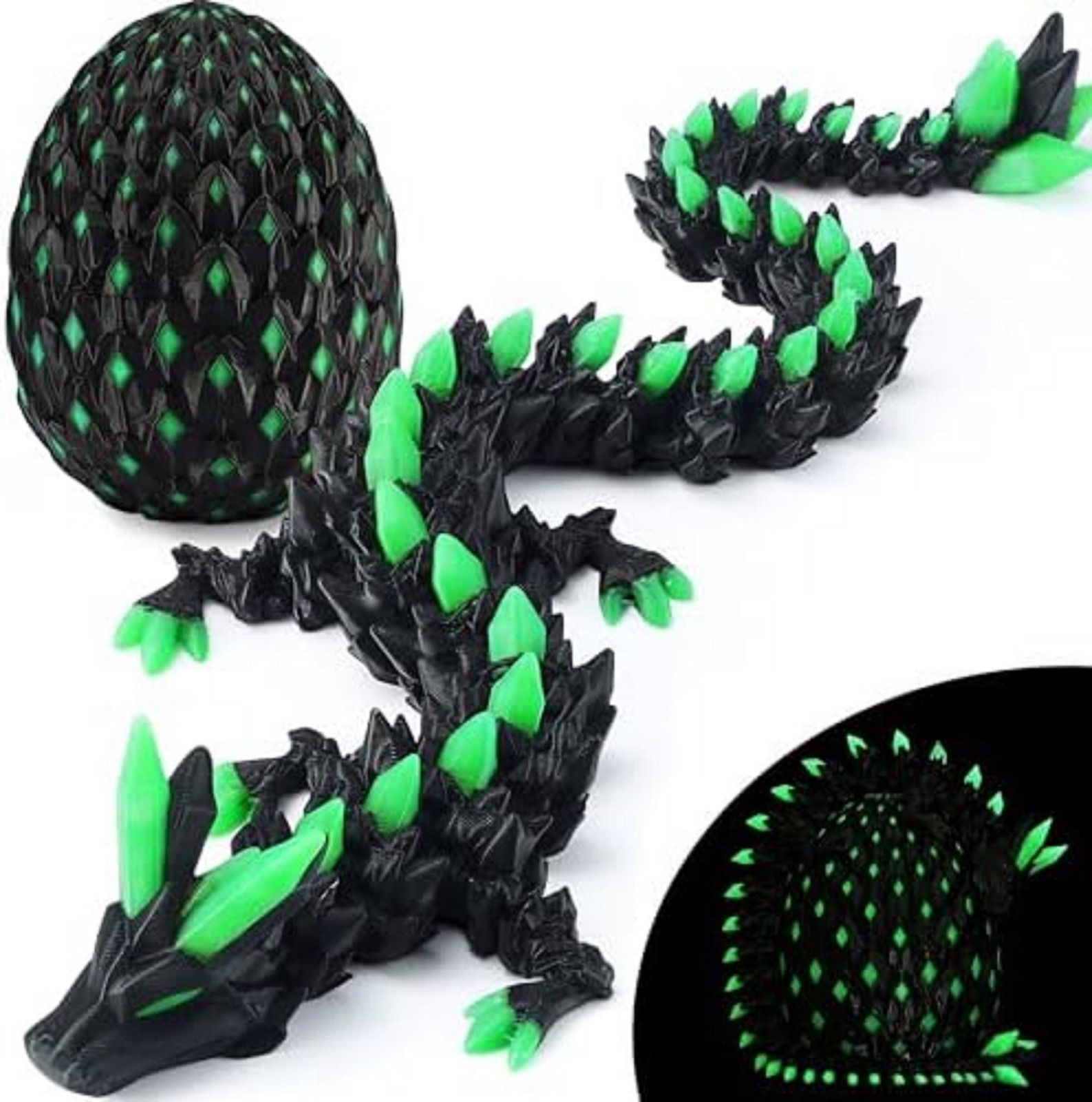 3D Printed Dragon Egg Toy with Glow in The Dark, Articulated Easter 3D Printe…