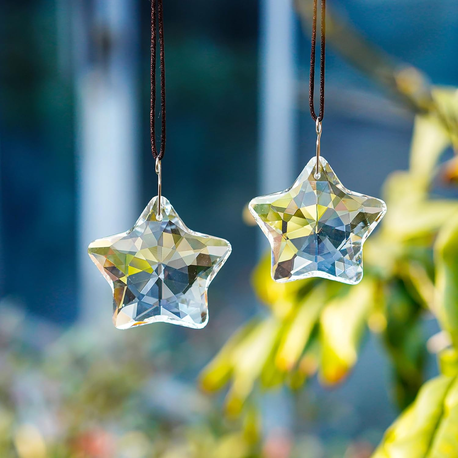 2 Pcs 2&Prime; Crystal Sun Catcher Prisms for Windows Star Chandelier Crystals Clea…