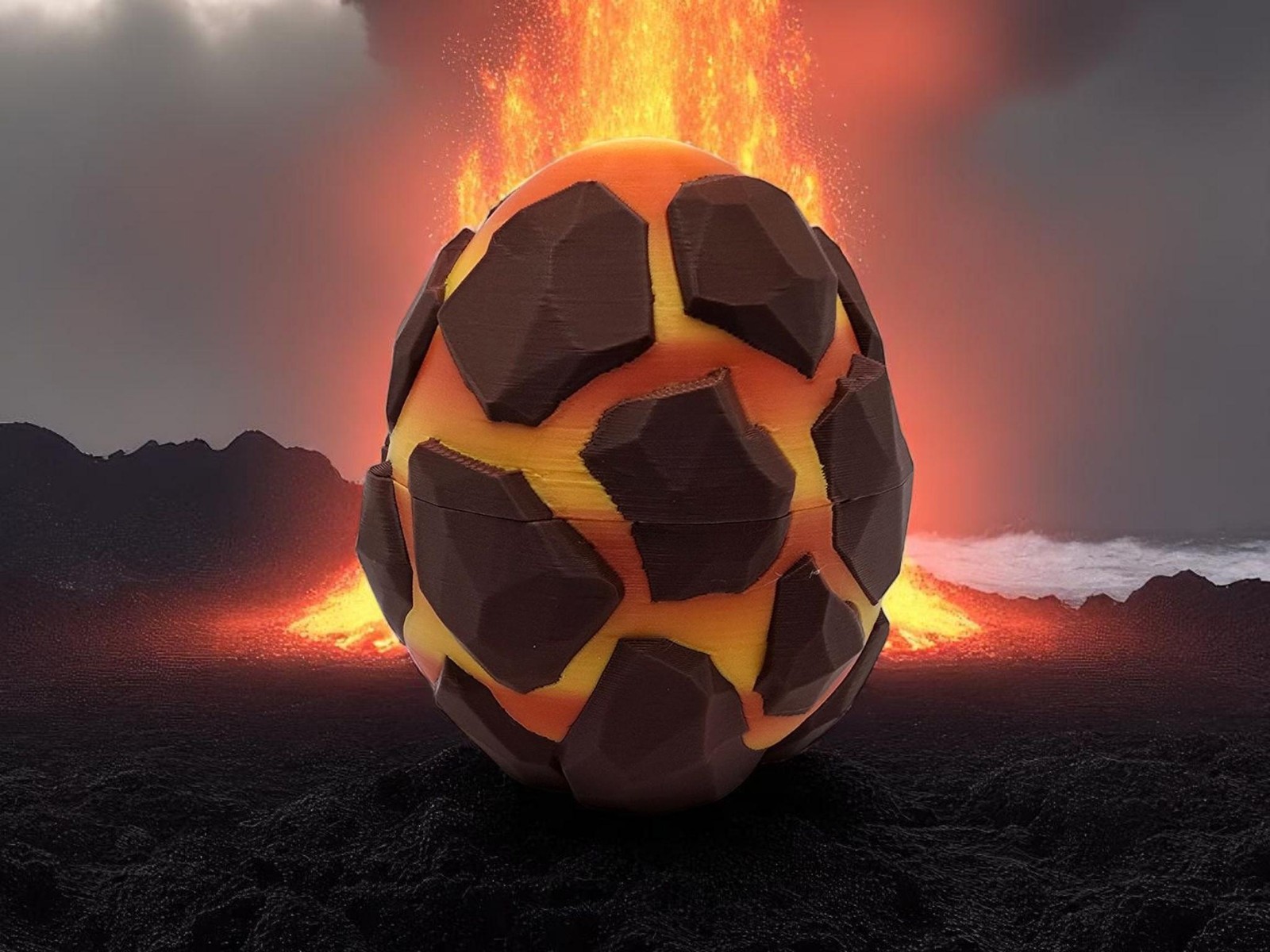 3D Printed Articulated Lava Dragon: Poseable Fire Dragon with Egg