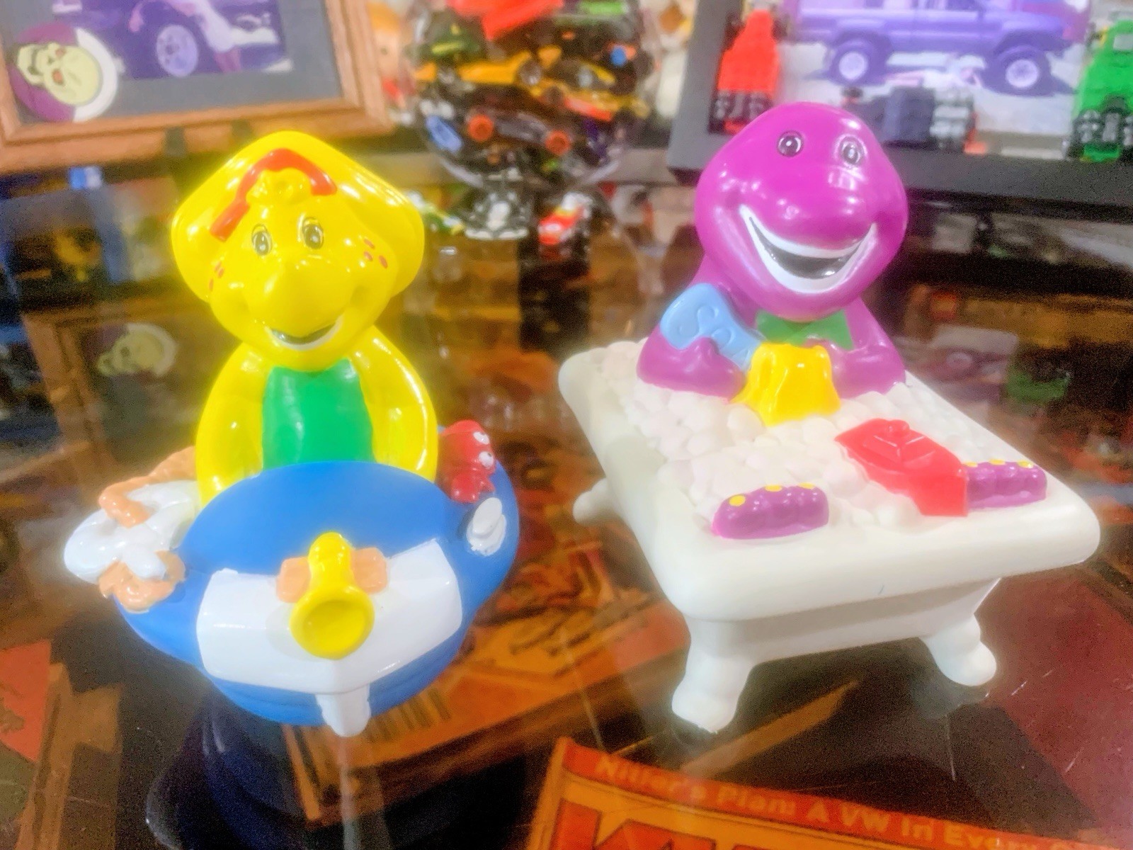 Vintage Barney Baby Bop Bath Tub Toys Rubber PVC Figures Hasbro 1995