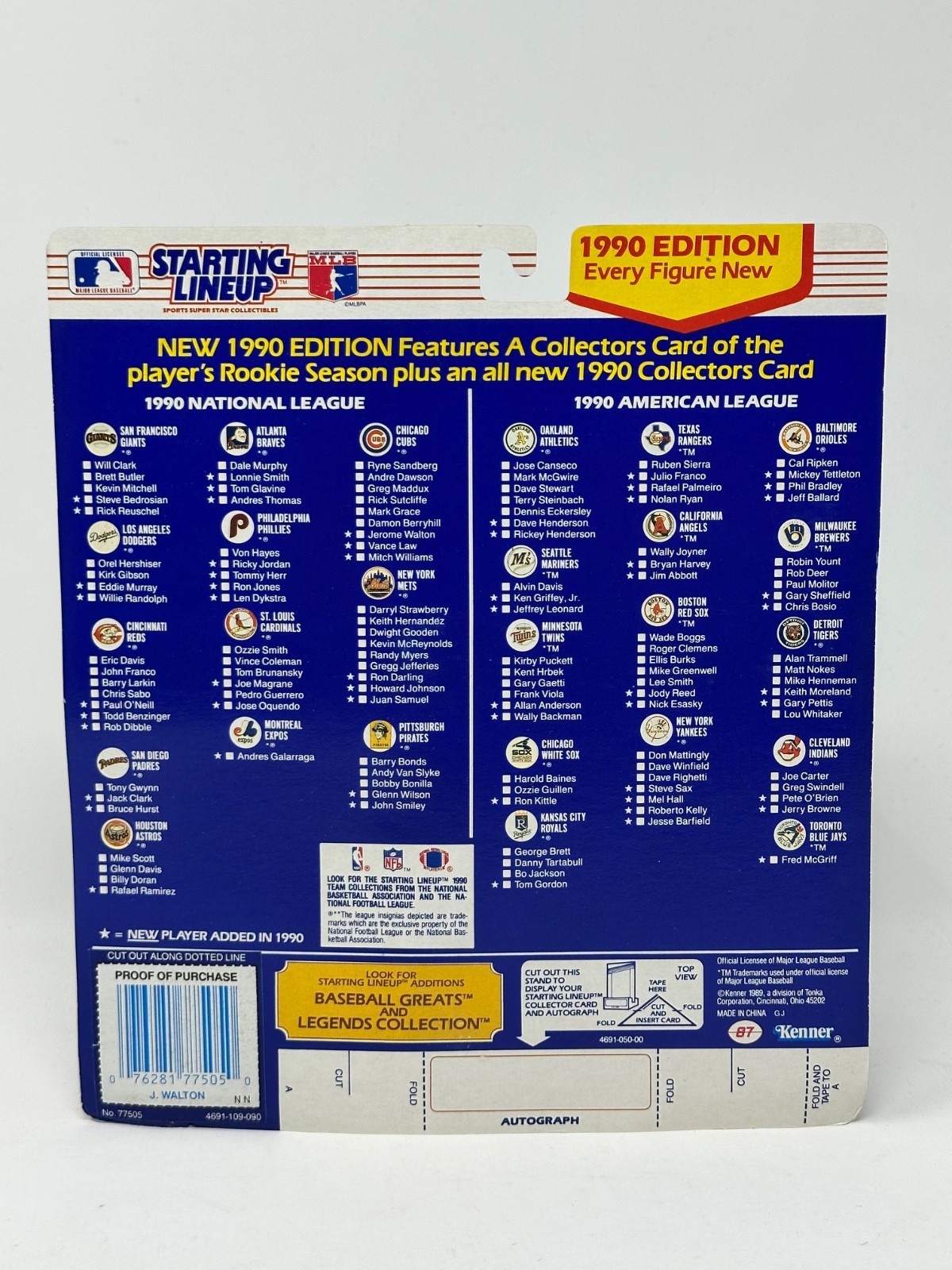 1990 KENNER STARTING LINEUP MLB BASEBALL JEROME WALTON CHICAGO CUBS MOC