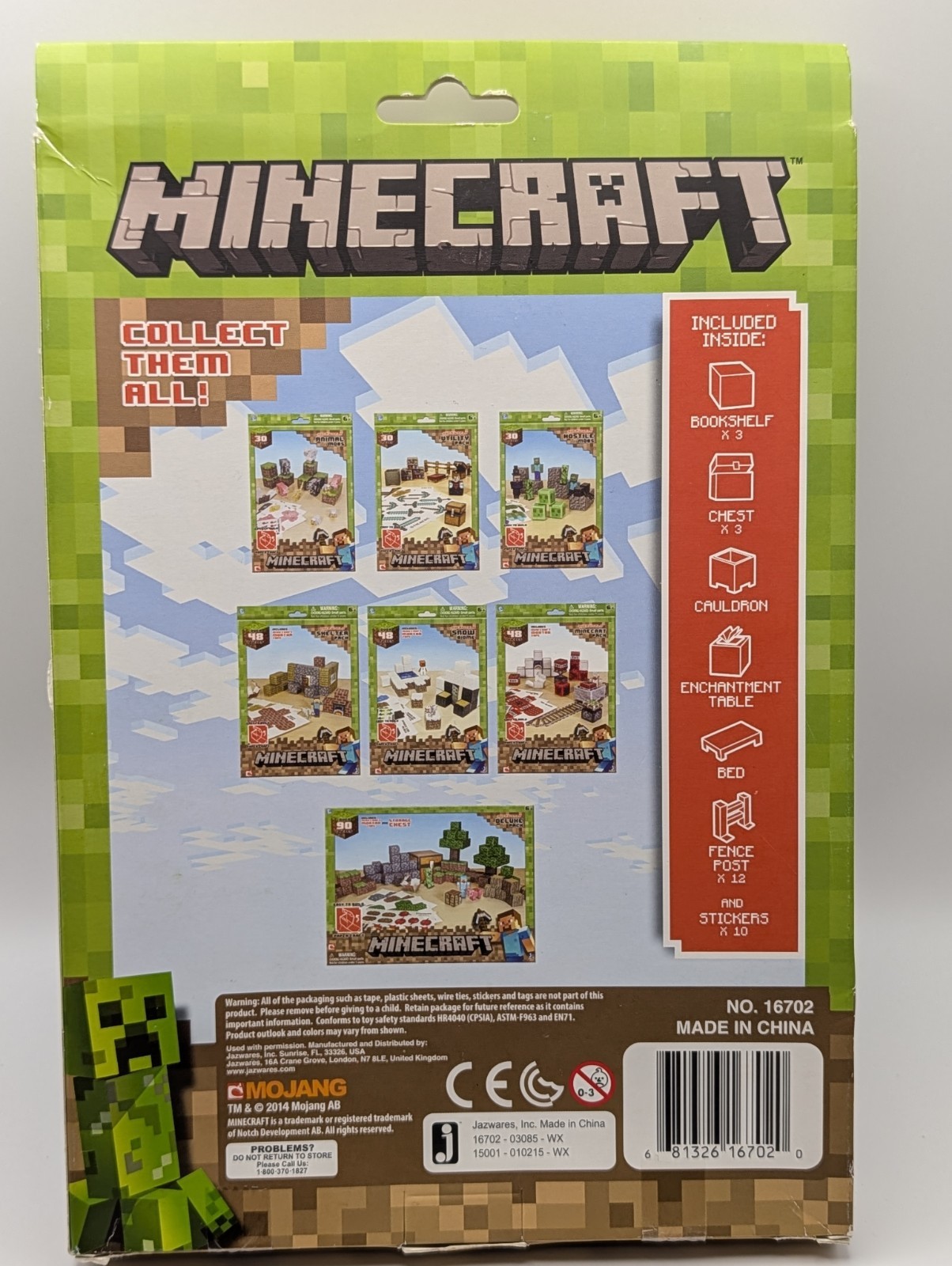 Minecraft Paper Craft Overworld Utility Pack Chest Table Cauldron #16702 NEW
