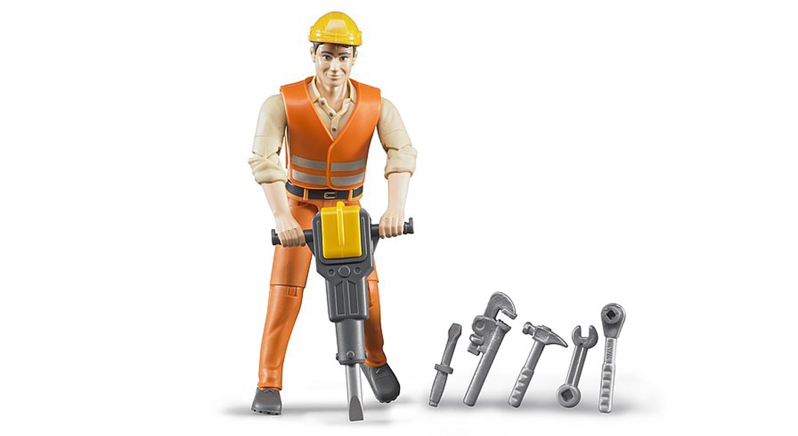 Construction Worker Toy Figure Playset with Jackhammer and Tools 425 Inch