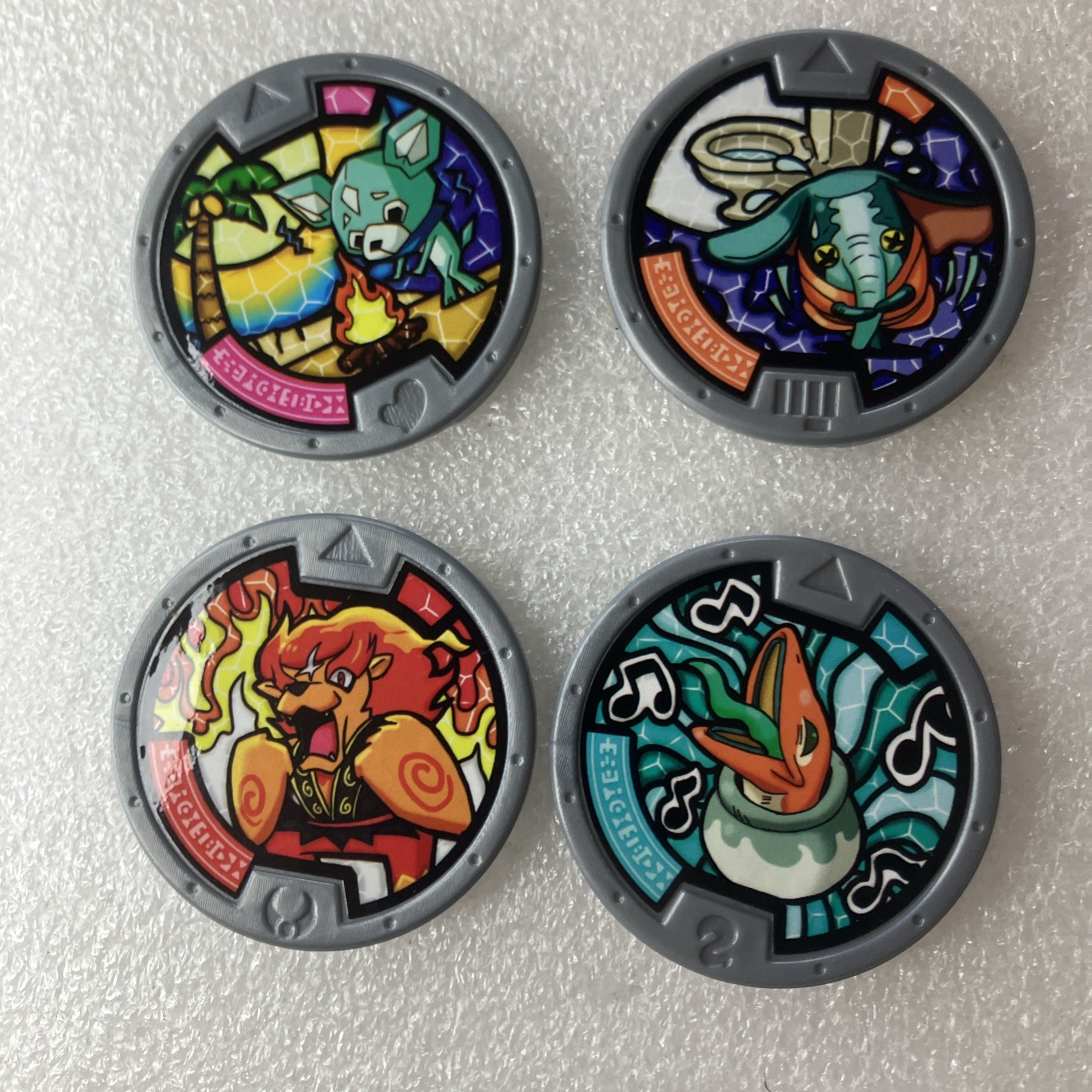 YoKai Yo-Kai Watch 4 Medals Lot Eng Ver Blazion Croonger Fidgephant Pupsicle