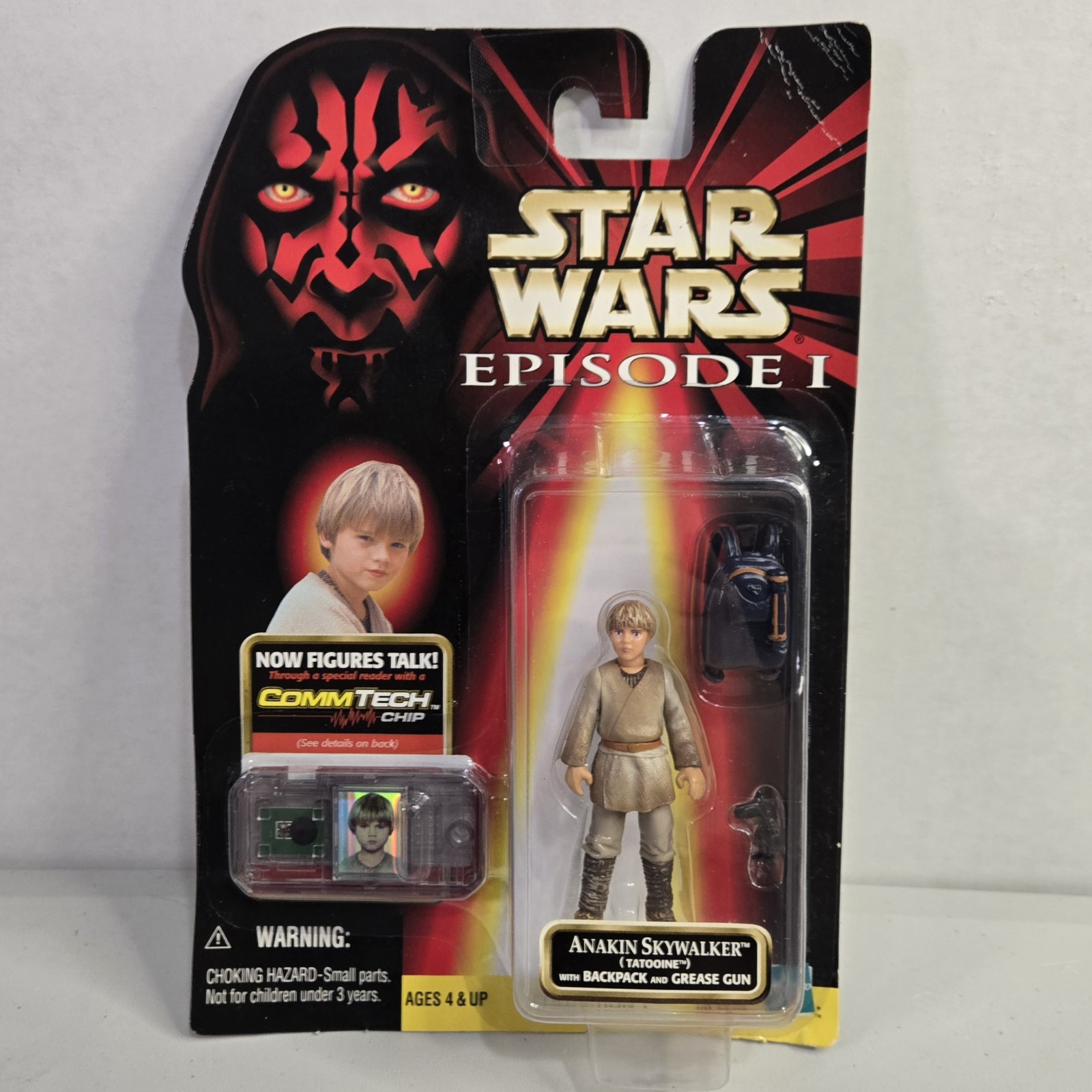Hasbro Star Wars Episode 1 NIB Figure Commtech Anakin Skywalker with Grease Gun