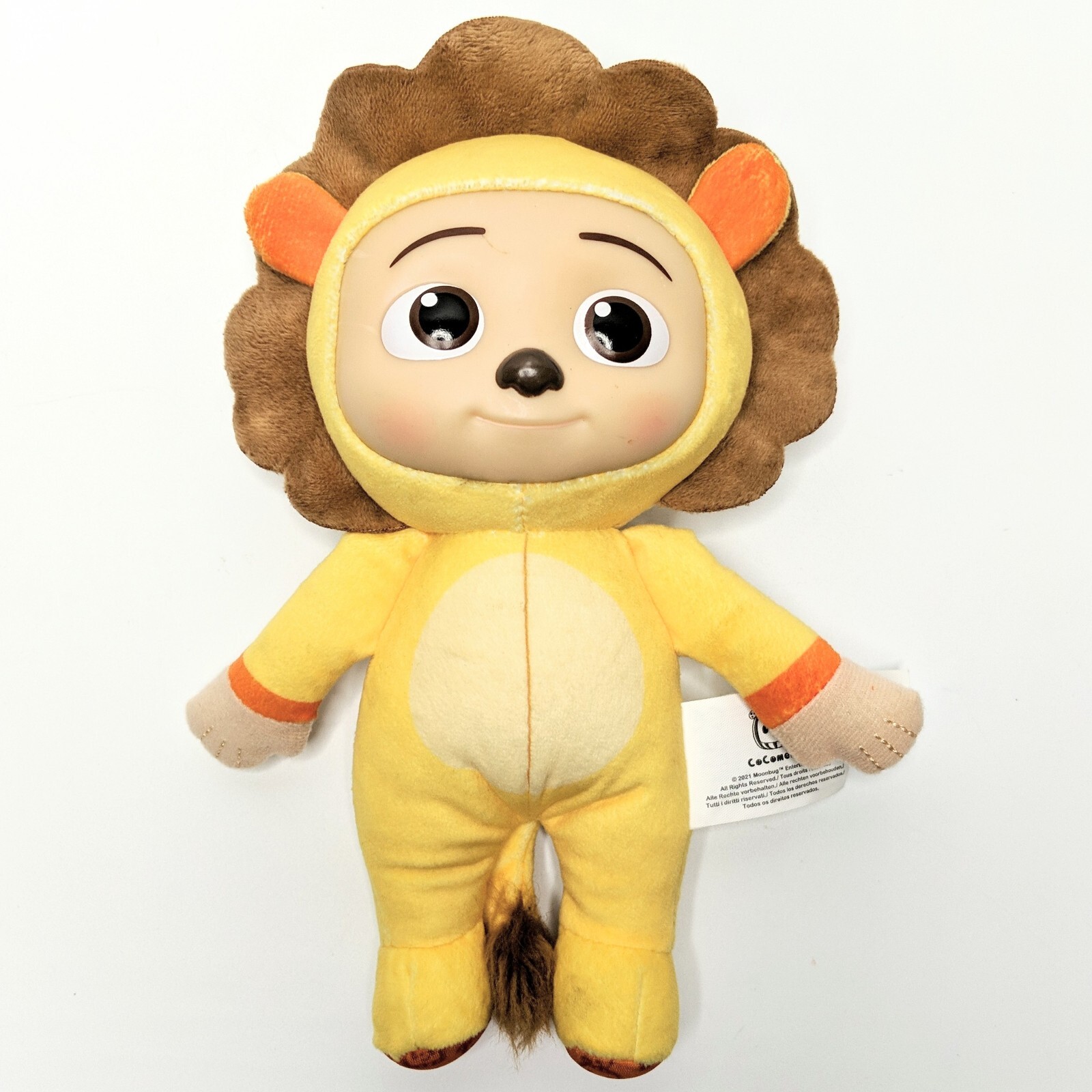 Cocomelon JJ Liom Cat 9&Prime; Yellow Plush Doll Soft Toy Plastic Face
