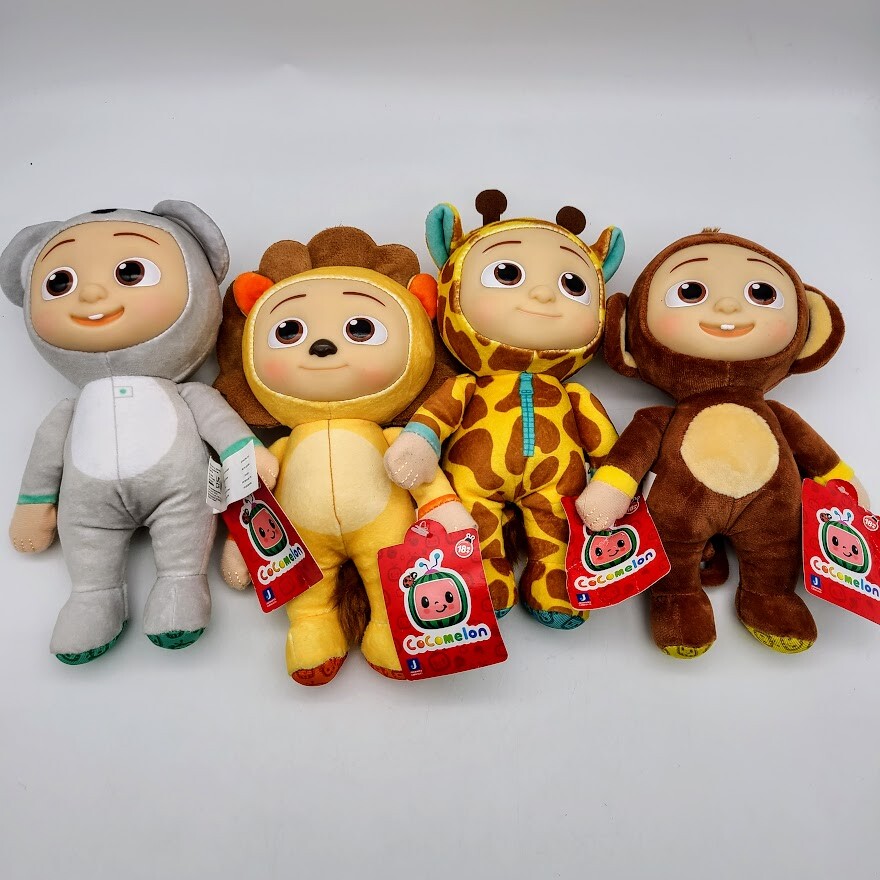 COCOMELON JJ Baby Doll 8” Plush Lion Koala Monkey Giraffe Set Lot 4 Netflix NEW