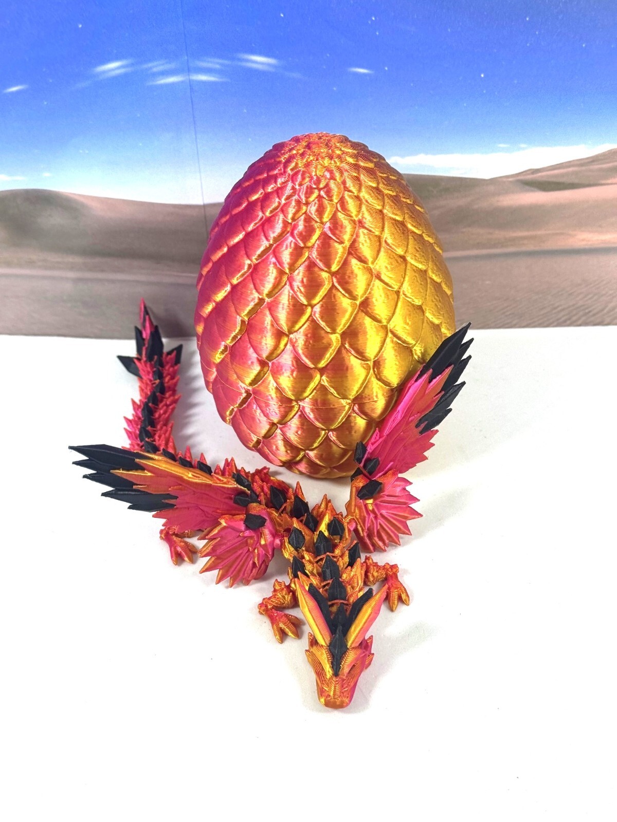 Crystal Winged Dragon with Egg 3D Printed Articulated Crystal Winged Dragon Toy