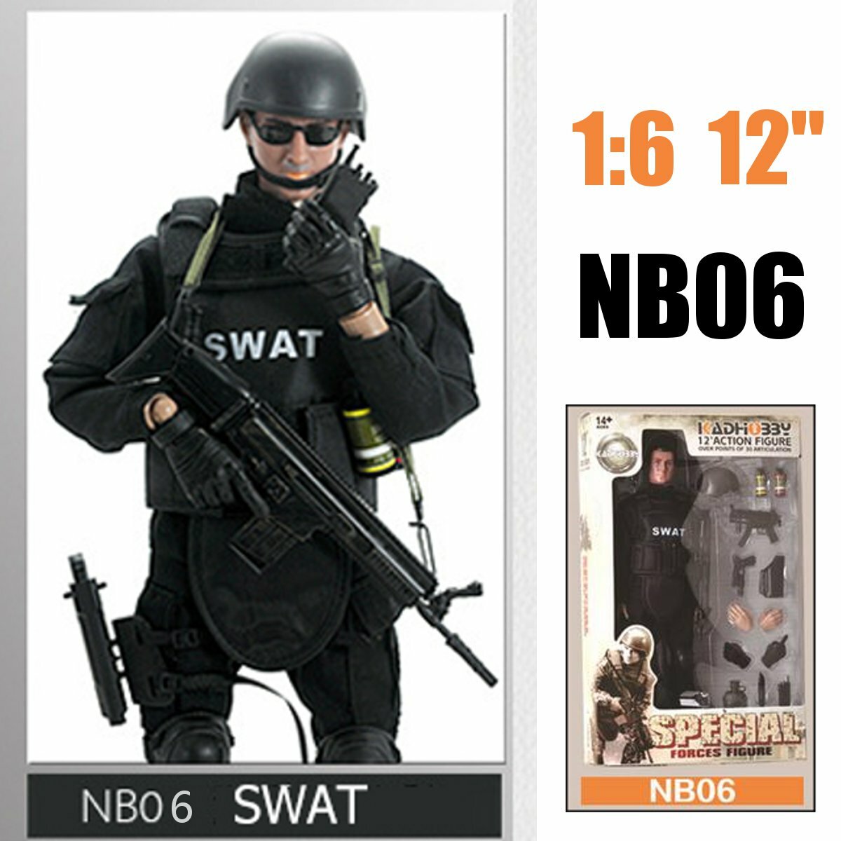 1/6 Soldier Action Figure 12&Prime; SWAT Black Uniform Model Military Army Suit Toys