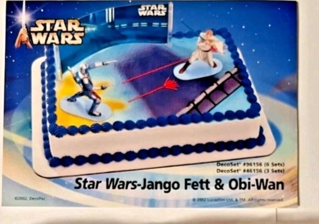 Star Wars Jango Fett & Obi-Wan Kenobi Fight Scene Cake Topper Sealed Rare 2002