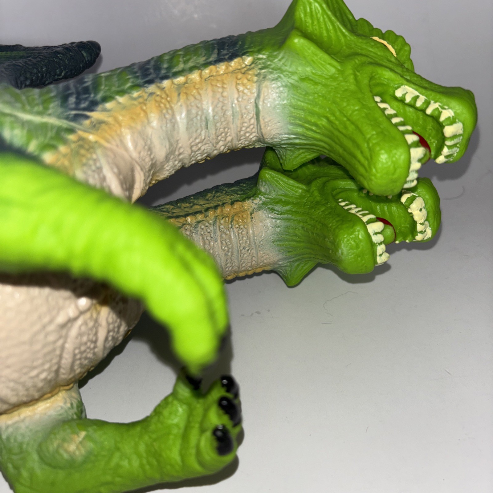 Wild Earth Jumbo Double Headed Dragon Figure Soft Rubber 15&Prime; Toy Green Blue Wing
