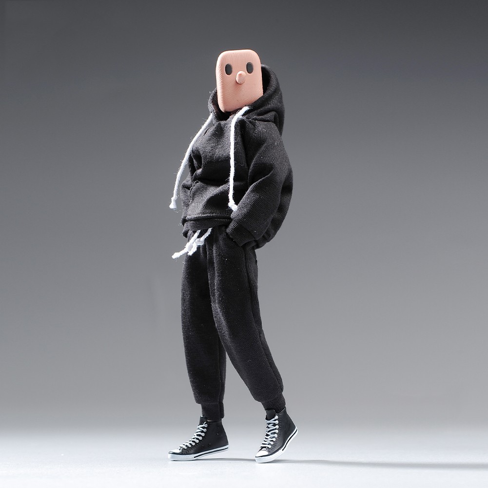 USA 1/12 Black Hoodie Pants Trousers Clothes For 6&Prime; Male TBL Action Figure Body